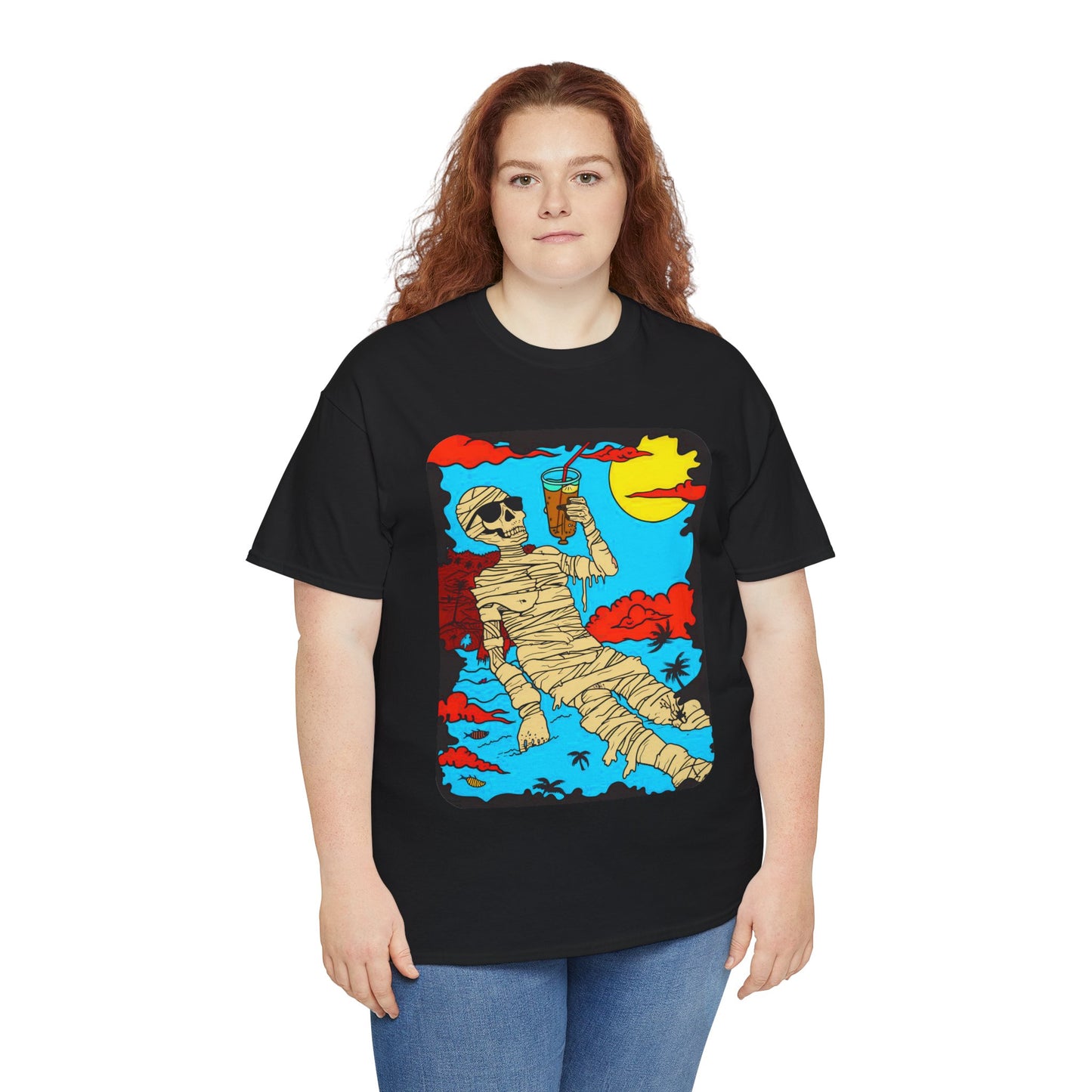 Fitzboyzprintz Mummy Beach Tea Party Unisex Fashion Heavy Cotton Fabric Graphic Tee Shirt