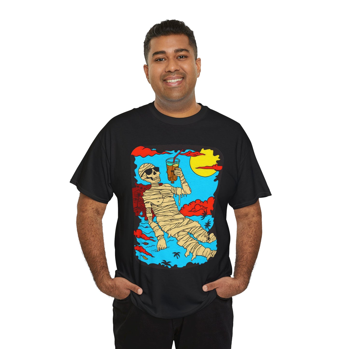 Fitzboyzprintz Mummy Beach Tea Party Unisex Fashion Heavy Cotton Fabric Graphic Tee Shirt