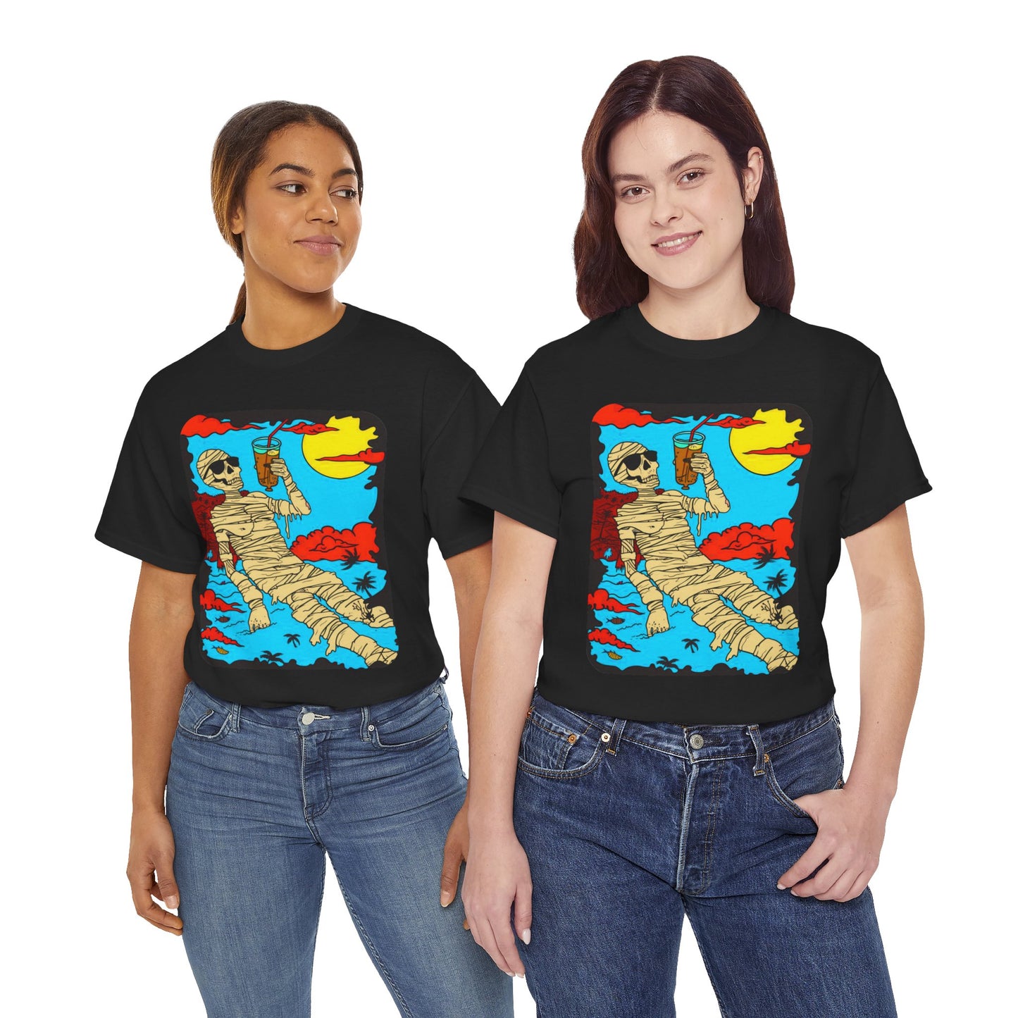 Fitzboyzprintz Mummy Beach Tea Party Unisex Fashion Heavy Cotton Fabric Graphic Tee Shirt