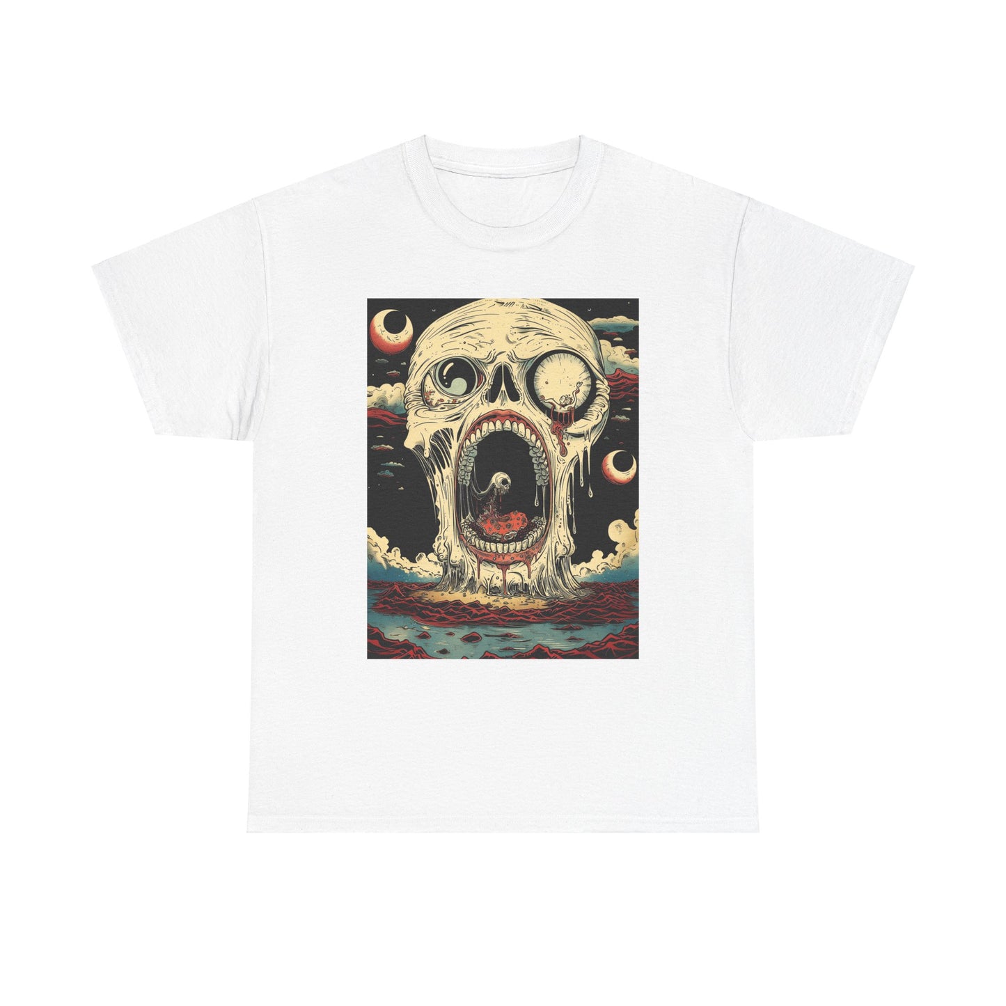 Fitzboyzprintz Screaming Skull Casual Unisex Fashion Heavy Cotton Fabric Basic Streetwear Graphic Tee Shirt