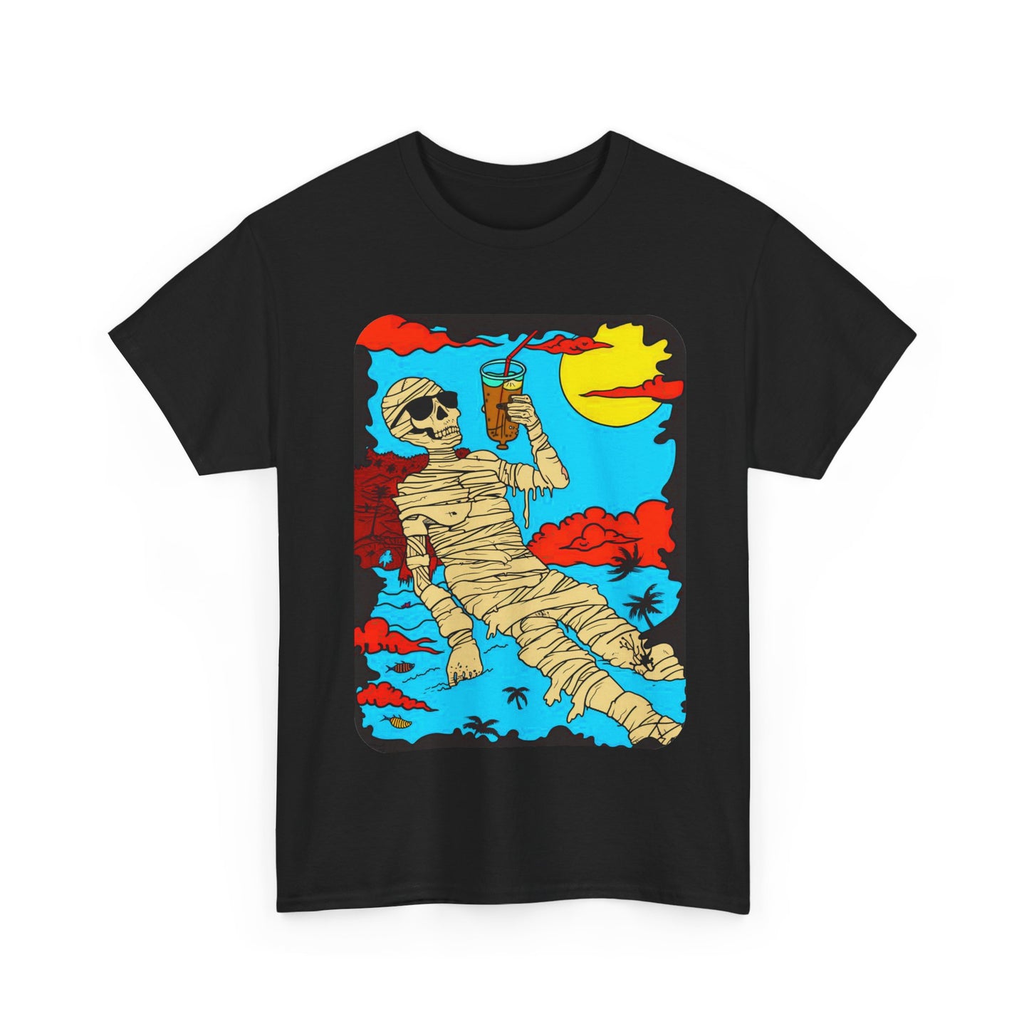 Fitzboyzprintz Mummy Beach Tea Party Unisex Fashion Heavy Cotton Fabric Graphic Tee Shirt