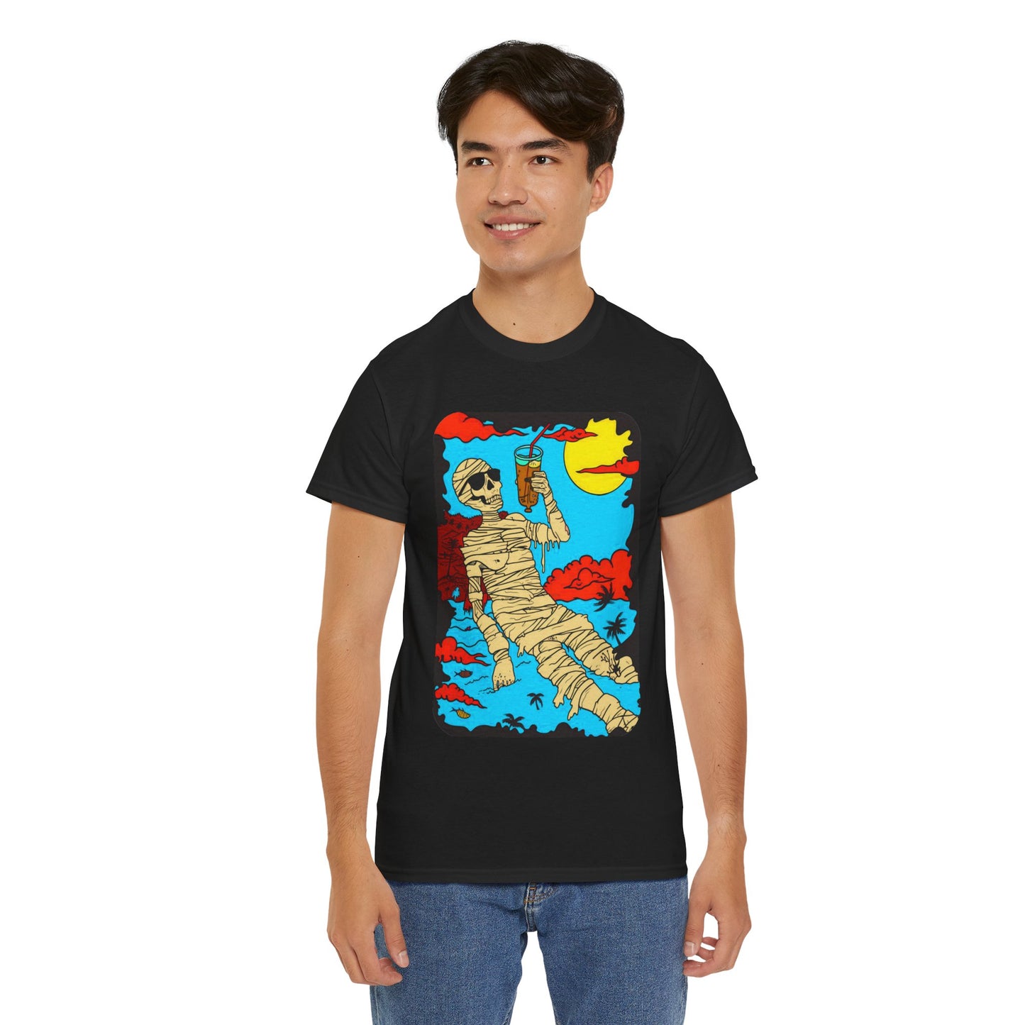 Fitzboyzprintz Mummy Beach Tea Party Unisex Fashion Heavy Cotton Fabric Graphic Tee Shirt