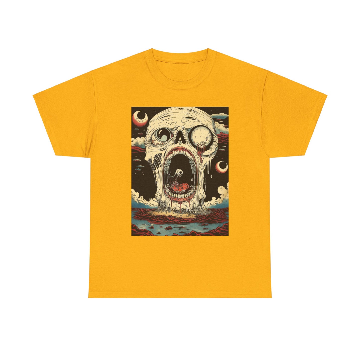 Fitzboyzprintz Screaming Skull Casual Unisex Fashion Heavy Cotton Fabric Basic Streetwear Graphic Tee Shirt