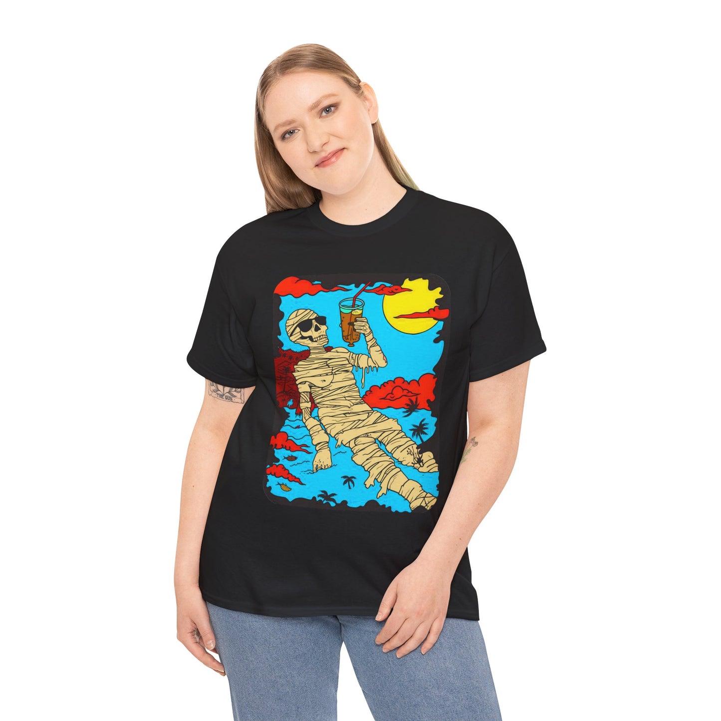 Fitzboyzprintz Mummy Beach Tea Party Unisex Fashion Heavy Cotton Fabric Graphic Tee Shirt