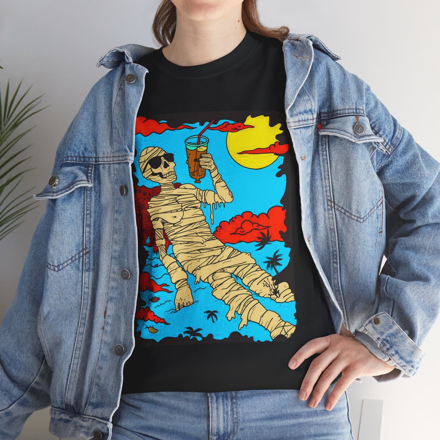 Fitzboyzprintz Mummy Beach Tea Party Unisex Fashion Heavy Cotton Fabric Graphic Tee Shirt
