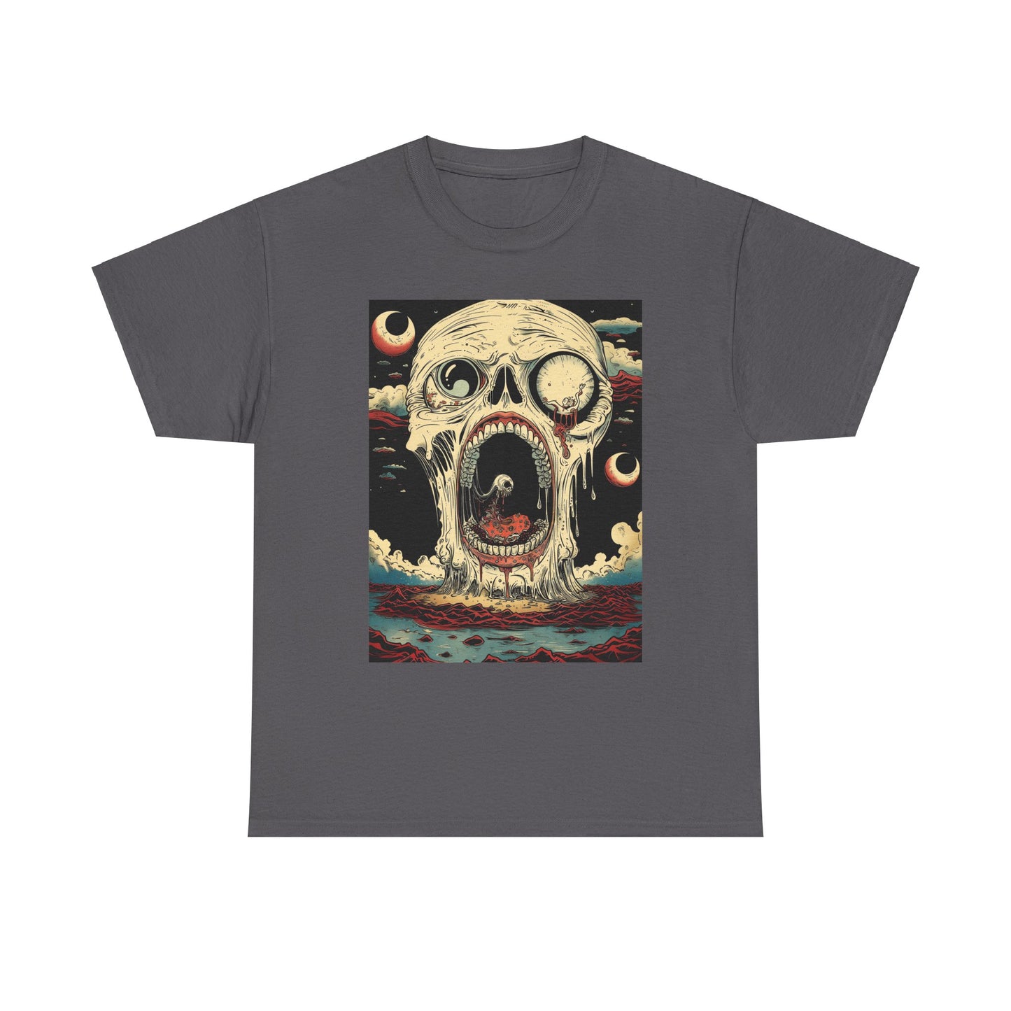 Fitzboyzprintz Screaming Skull Casual Unisex Fashion Heavy Cotton Fabric Basic Streetwear Graphic Tee Shirt