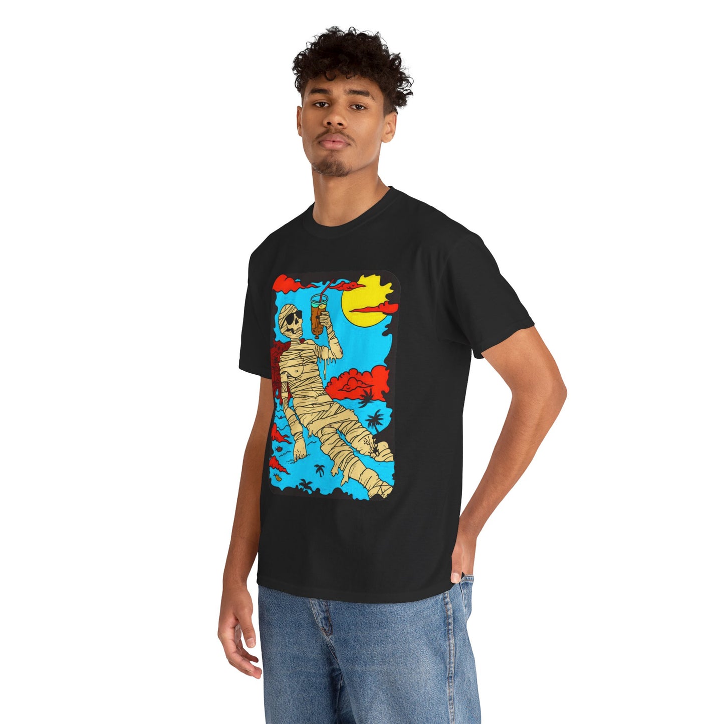Fitzboyzprintz Mummy Beach Tea Party Unisex Fashion Heavy Cotton Fabric Graphic Tee Shirt
