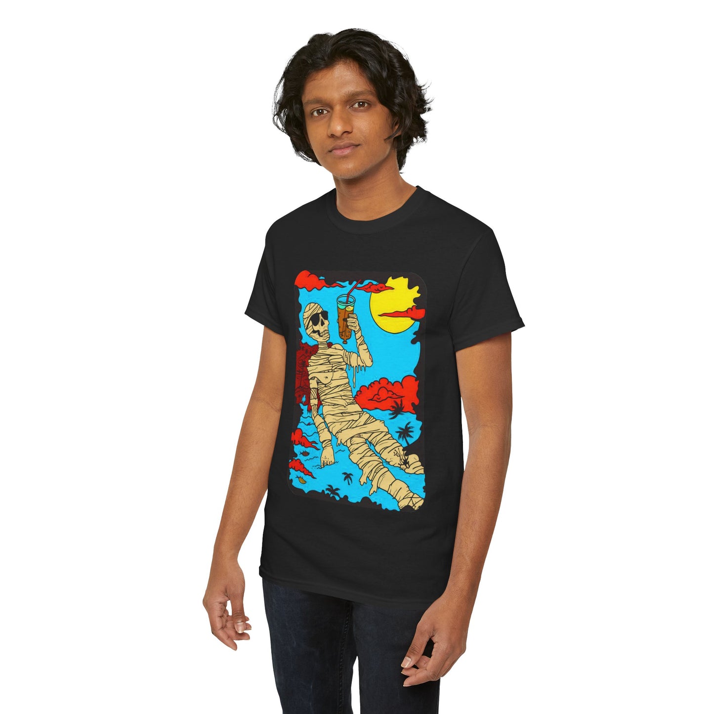 Fitzboyzprintz Mummy Beach Tea Party Unisex Fashion Heavy Cotton Fabric Graphic Tee Shirt