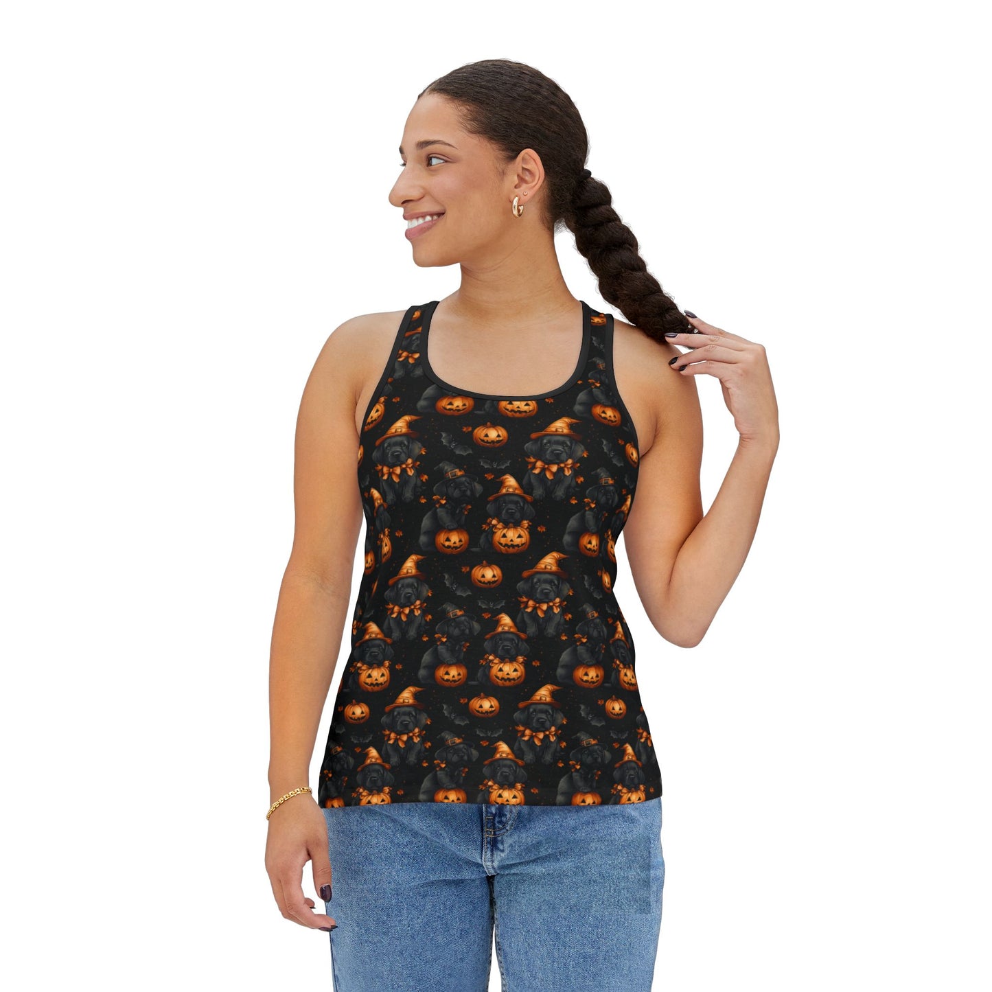 Happy Howl-O-Ween Black Lab Women's Tank Top