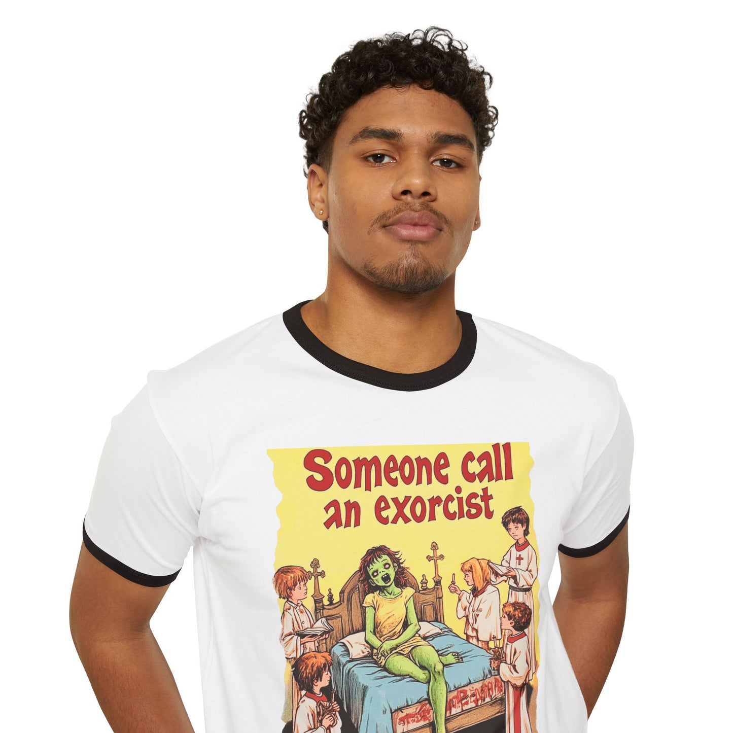 Someone Call An Exorcist Unisex Cotton Ringer T-Shirt