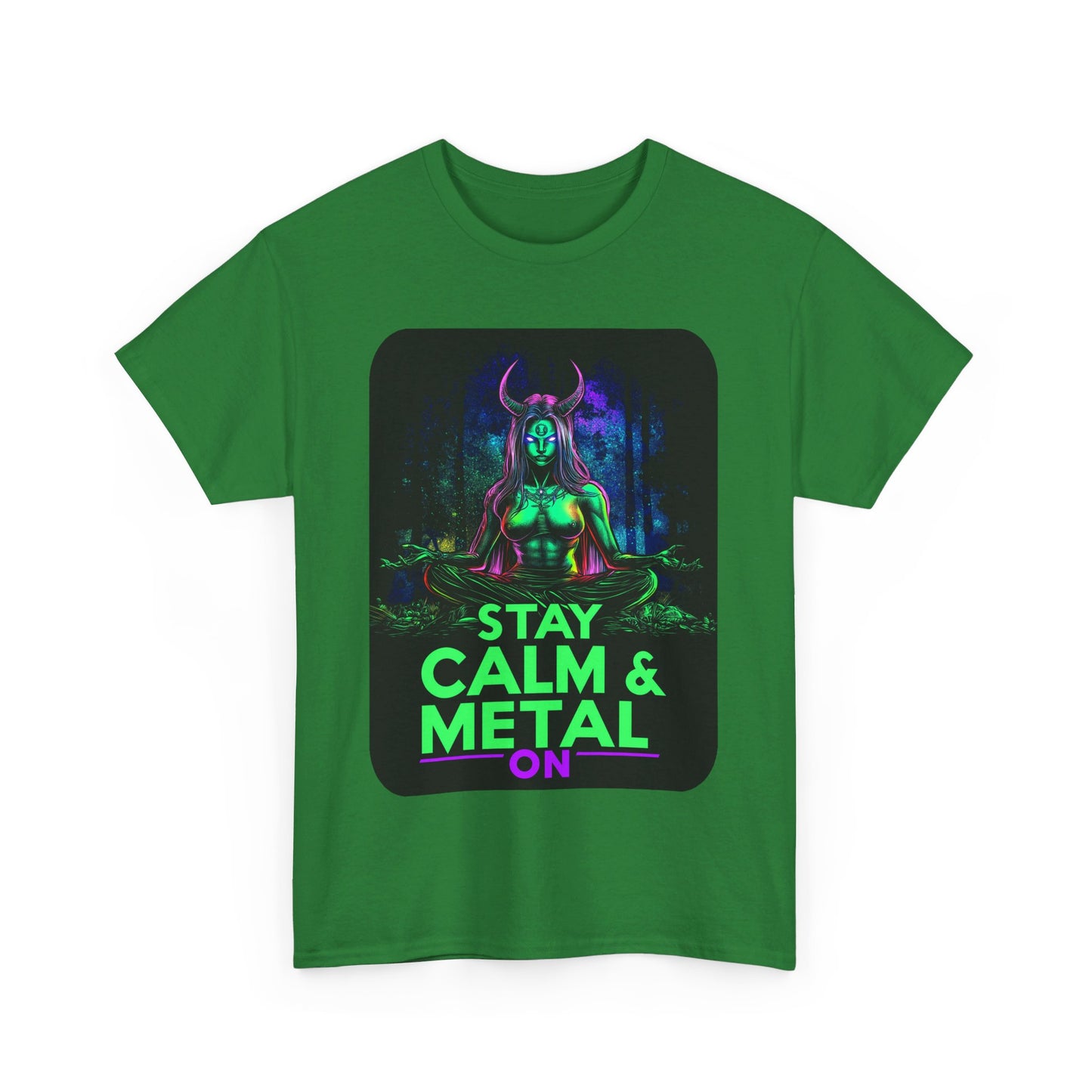 Stay Calm And Metal On Unisex Heavy Cotton Tee