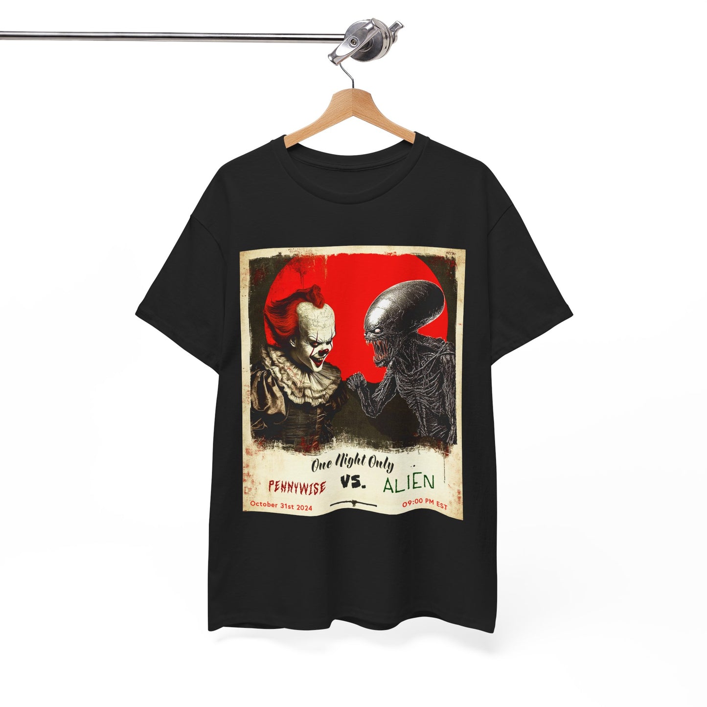 Pennywise Vs Alien 2024 Halloween Unisex Heavy Cotton Tee