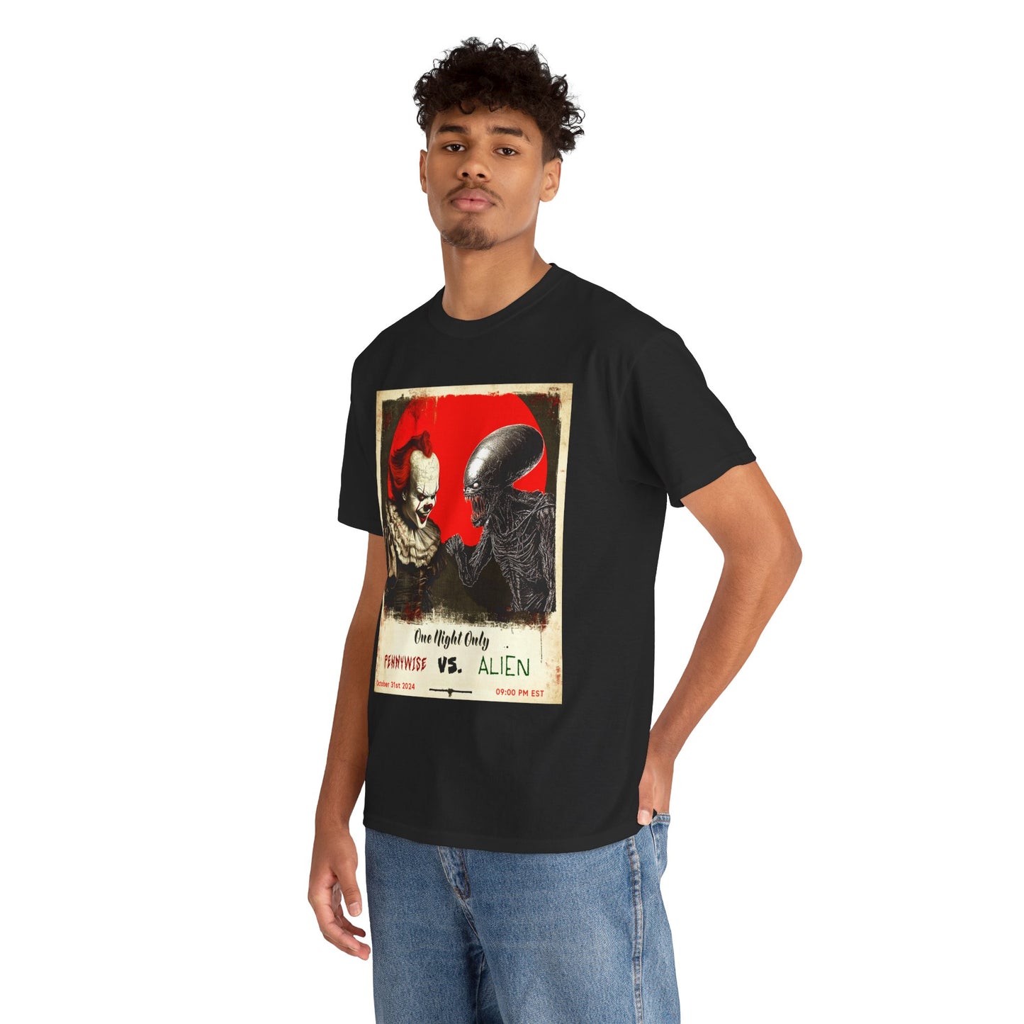 Pennywise Vs Alien 2024 Halloween Unisex Heavy Cotton Tee
