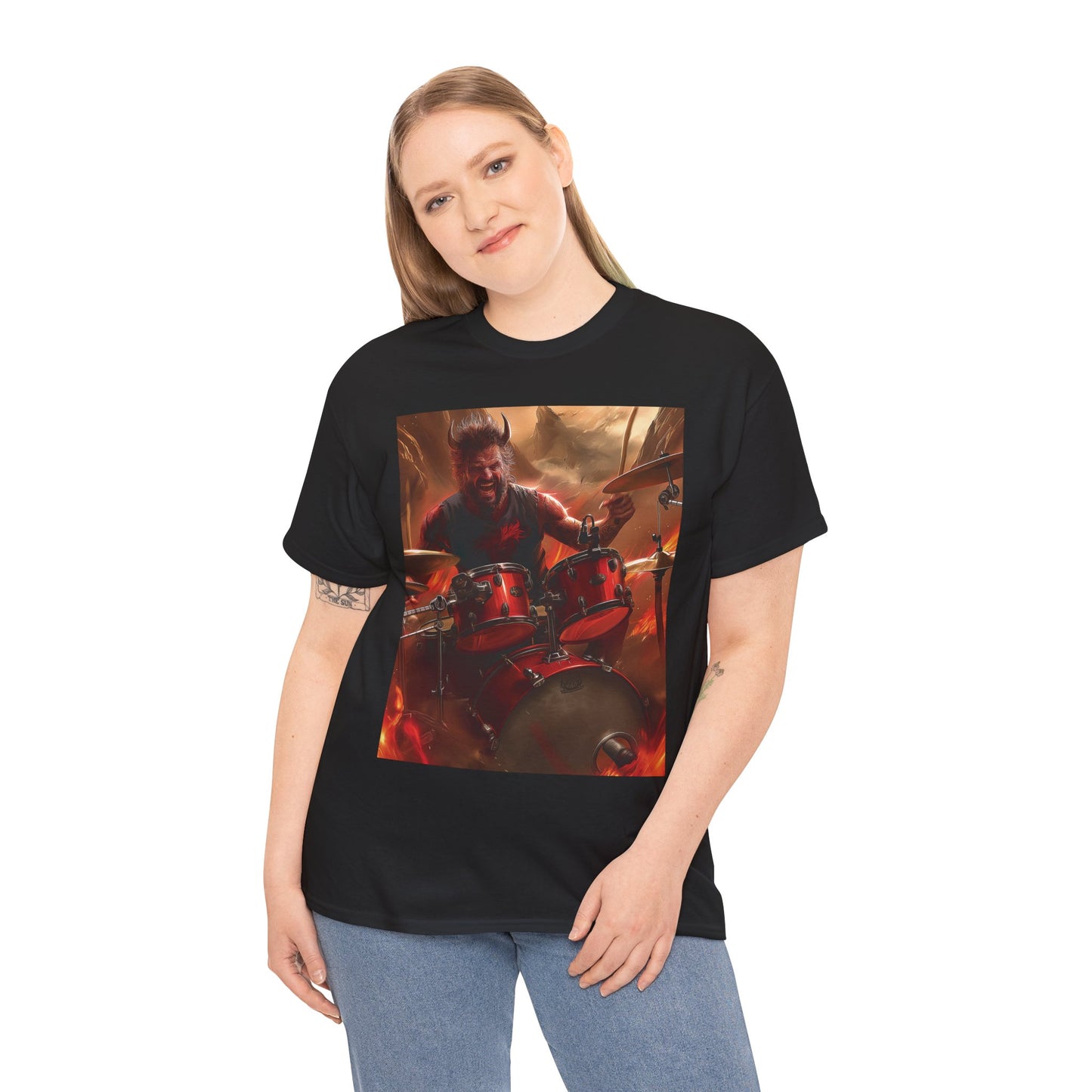 Devil Drummer Unisex Heavy Cotton Graphic Tee
