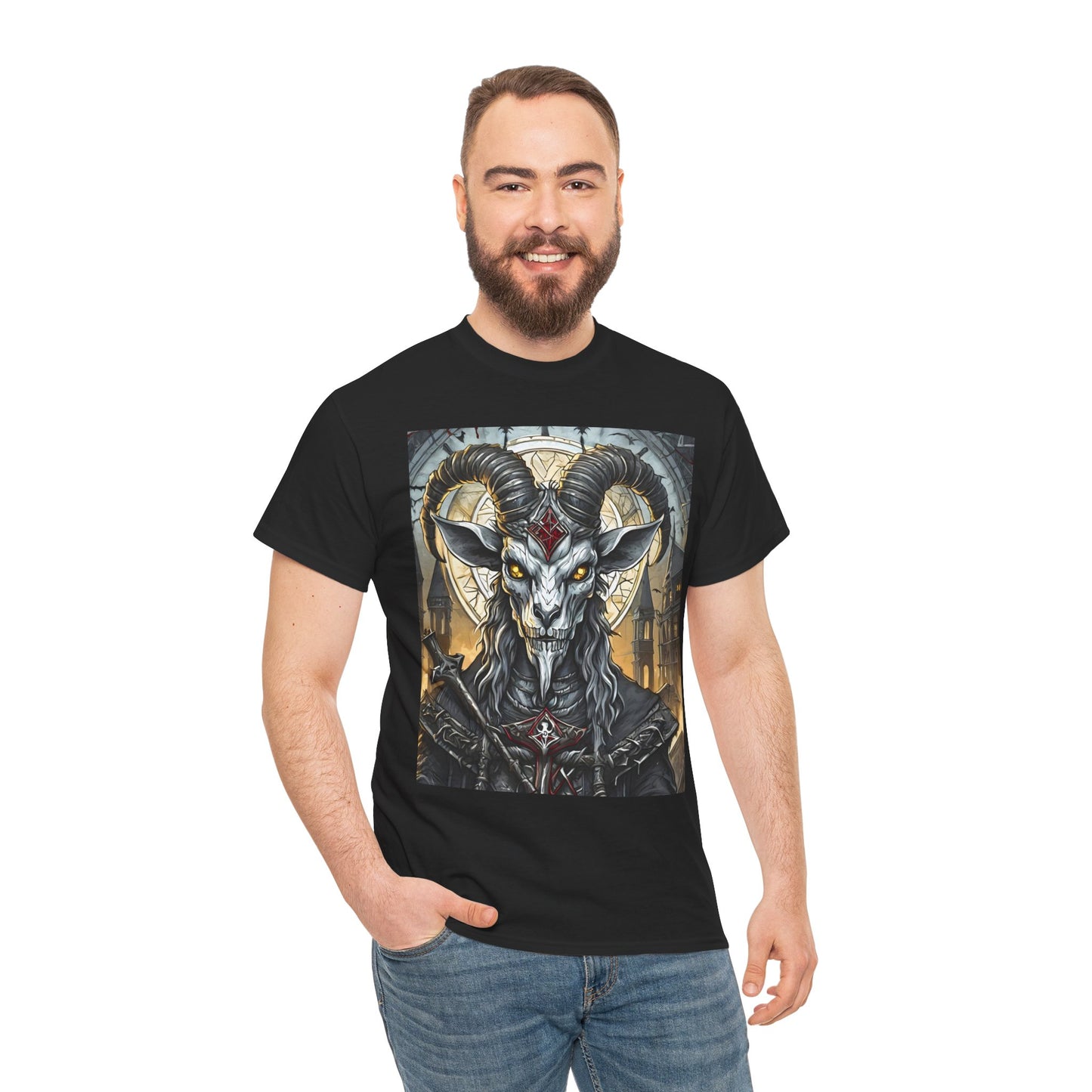 FitzBoyzPrintz Baphomet Rises Basic Unisex Fashion Graphic Tee Shirt