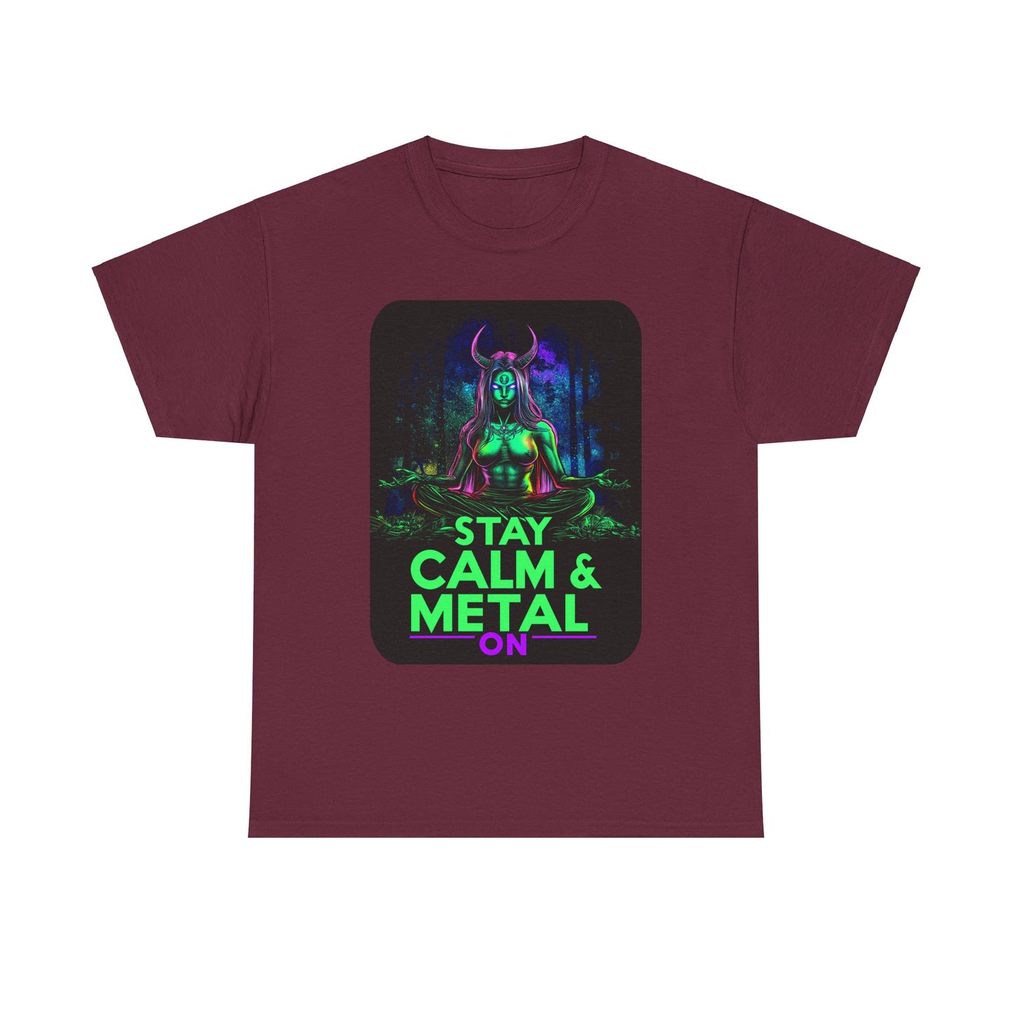Stay Calm And Metal On Unisex Heavy Cotton Tee