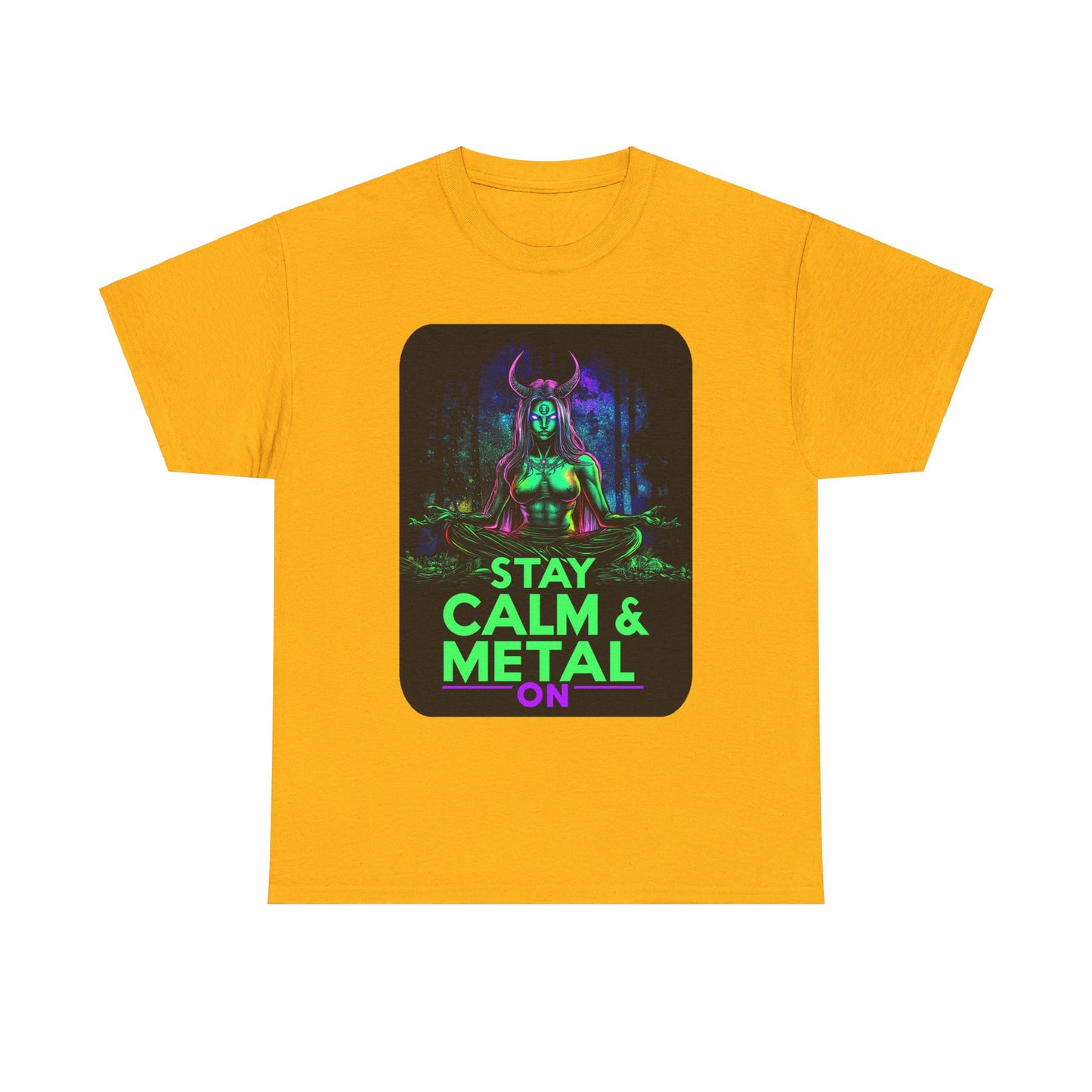 Stay Calm And Metal On Unisex Heavy Cotton Tee