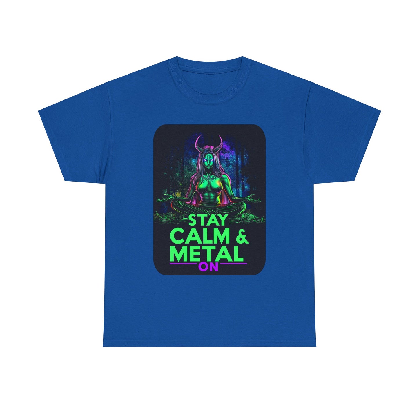 Stay Calm And Metal On Unisex Heavy Cotton Tee