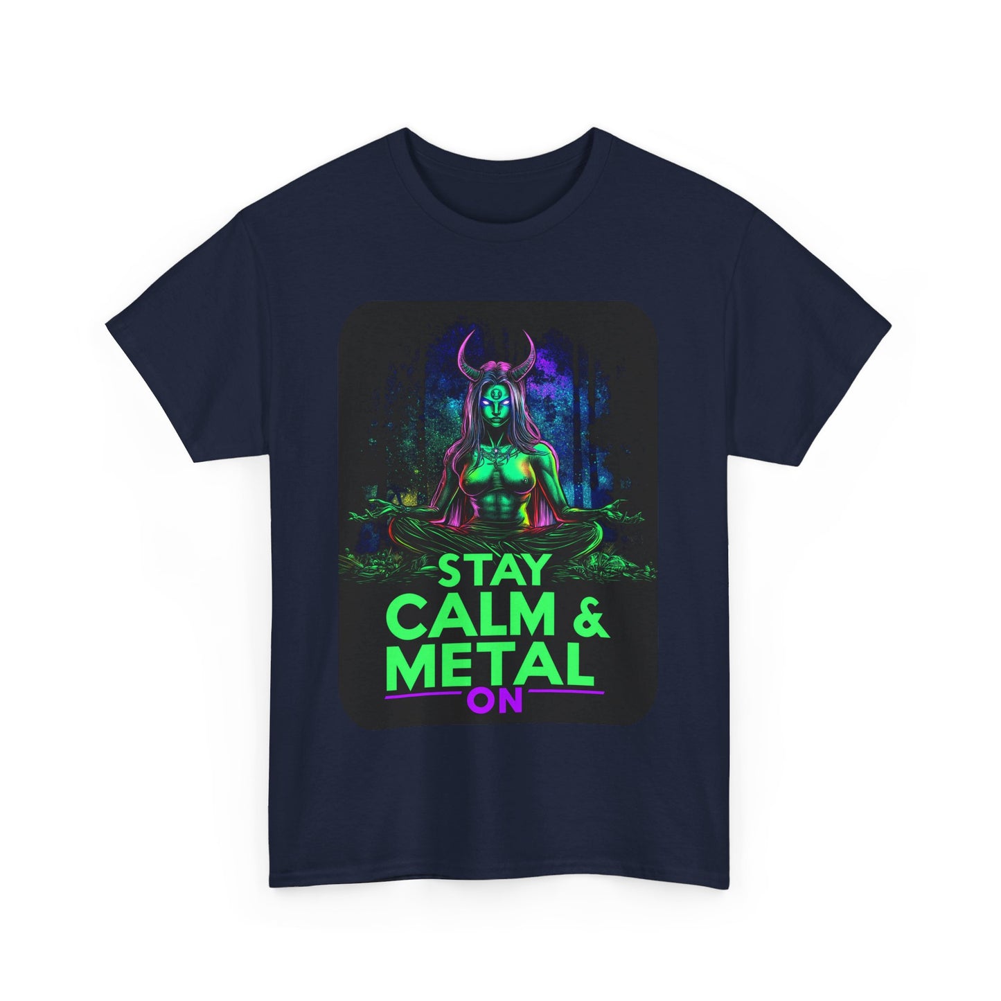 Stay Calm And Metal On Unisex Heavy Cotton Tee