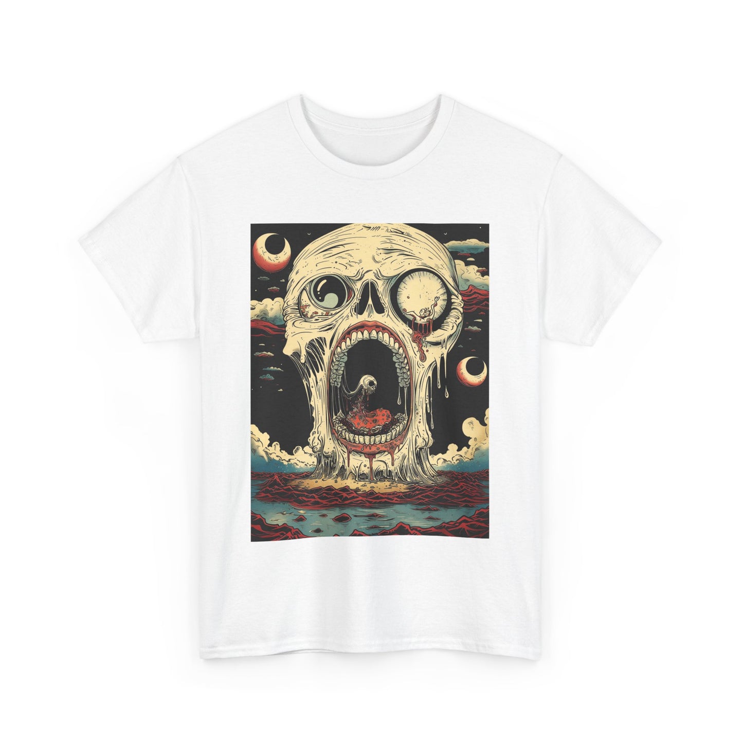 Fitzboyzprintz Screaming Skull Casual Unisex Fashion Heavy Cotton Fabric Basic Streetwear Graphic Tee Shirt