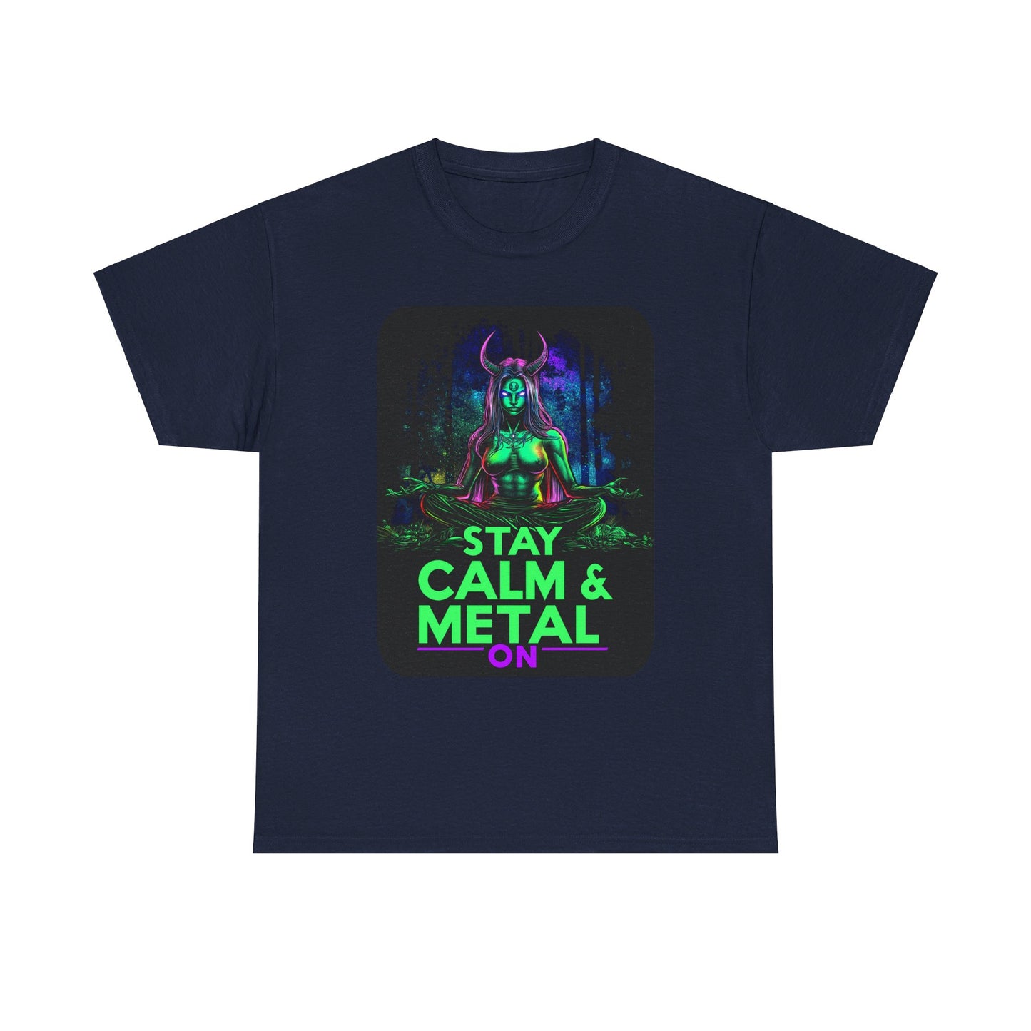 Stay Calm And Metal On Unisex Heavy Cotton Tee