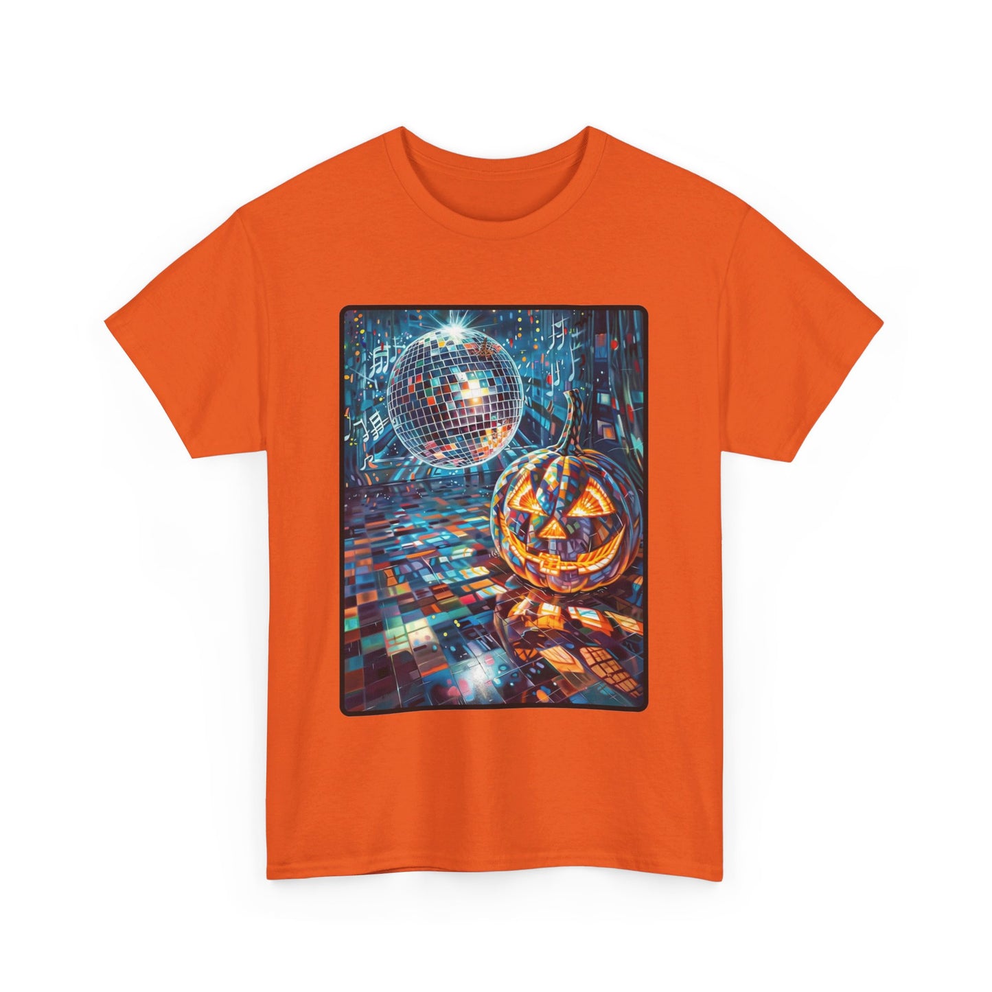 Fitzboyzprintz Pop Art Pumpkin Disco Unisex Fashion Heavy Cotton Fabric Graphic Tee Shirt