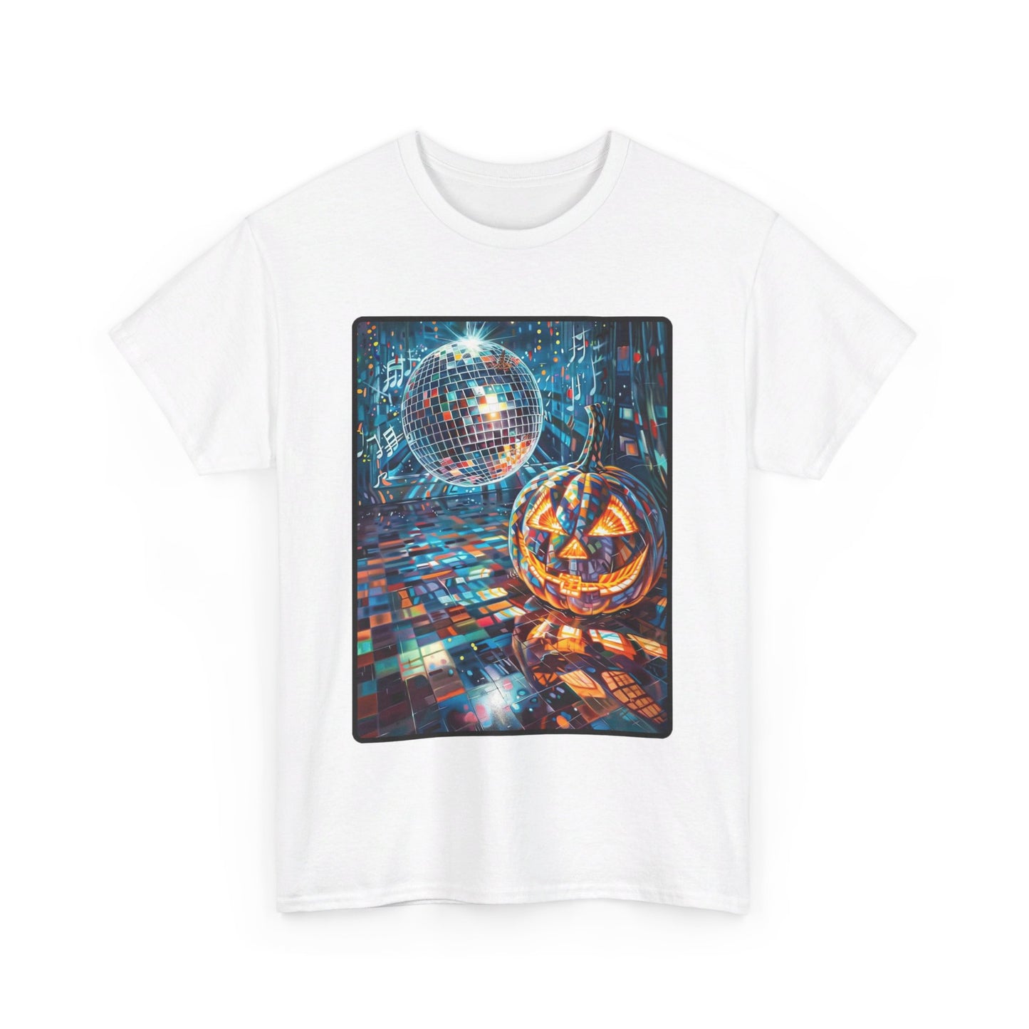 Fitzboyzprintz Pop Art Pumpkin Disco Unisex Fashion Heavy Cotton Fabric Graphic Tee Shirt