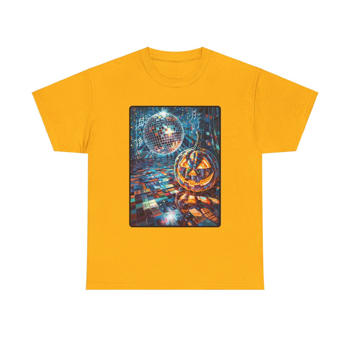 Fitzboyzprintz Pop Art Pumpkin Disco Unisex Fashion Heavy Cotton Fabric Graphic Tee Shirt