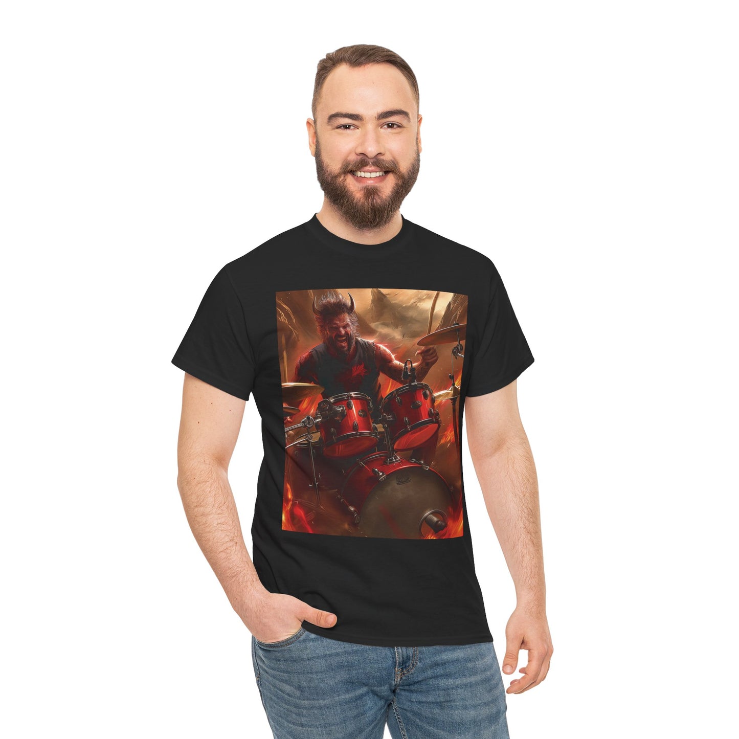 Devil Drummer Unisex Heavy Cotton Graphic Tee