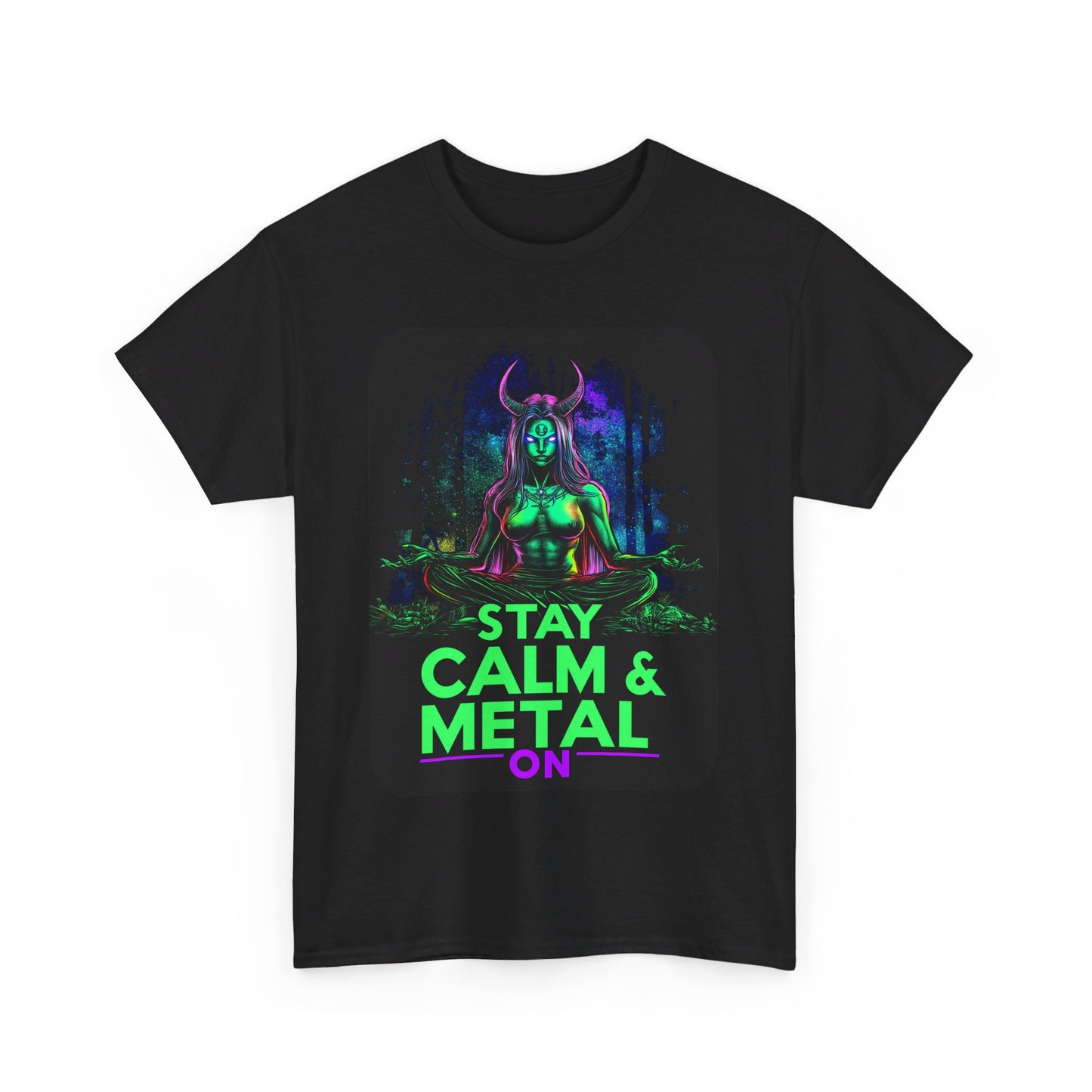 Stay Calm And Metal On Unisex Heavy Cotton Tee