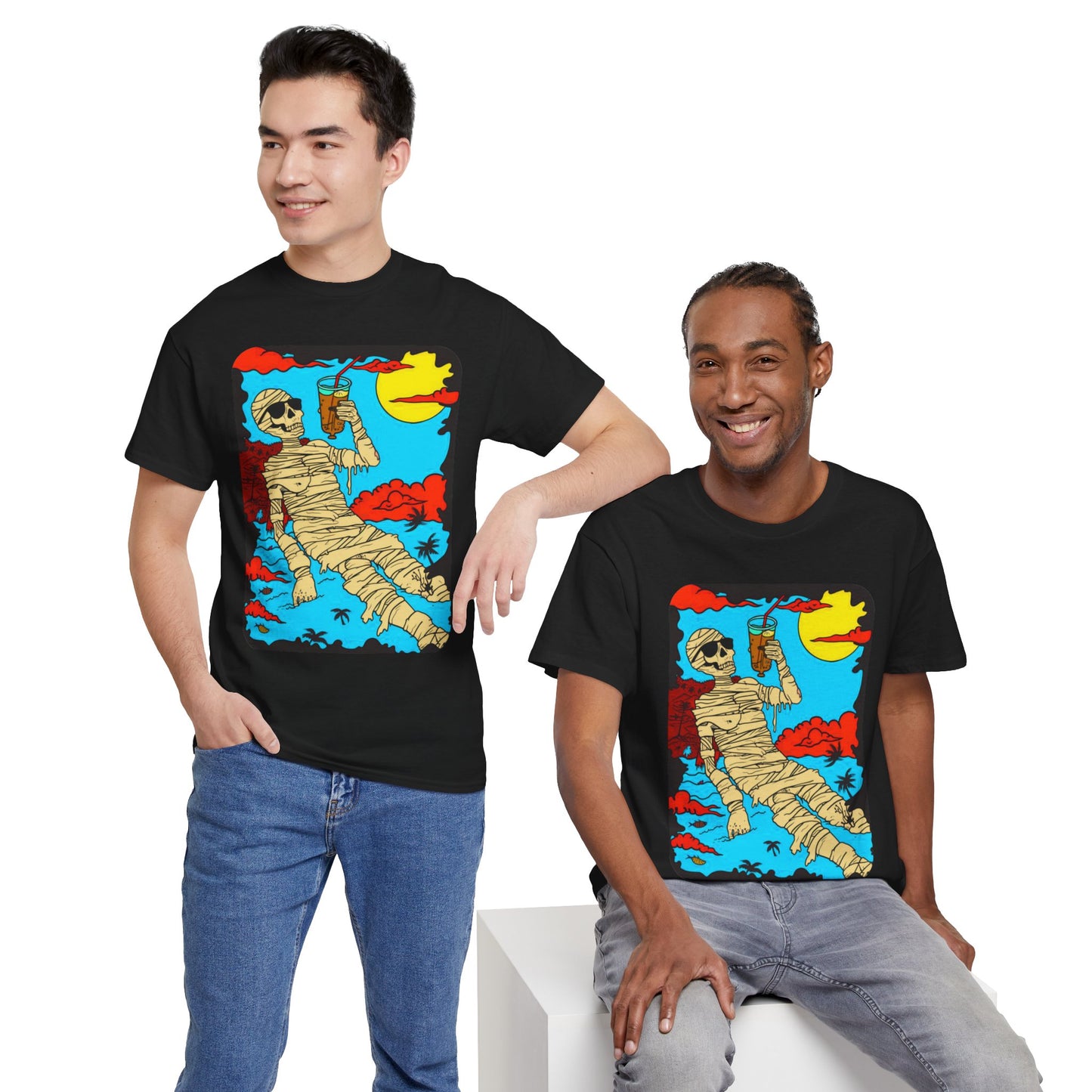 Fitzboyzprintz Mummy Beach Tea Party Unisex Fashion Heavy Cotton Fabric Graphic Tee Shirt