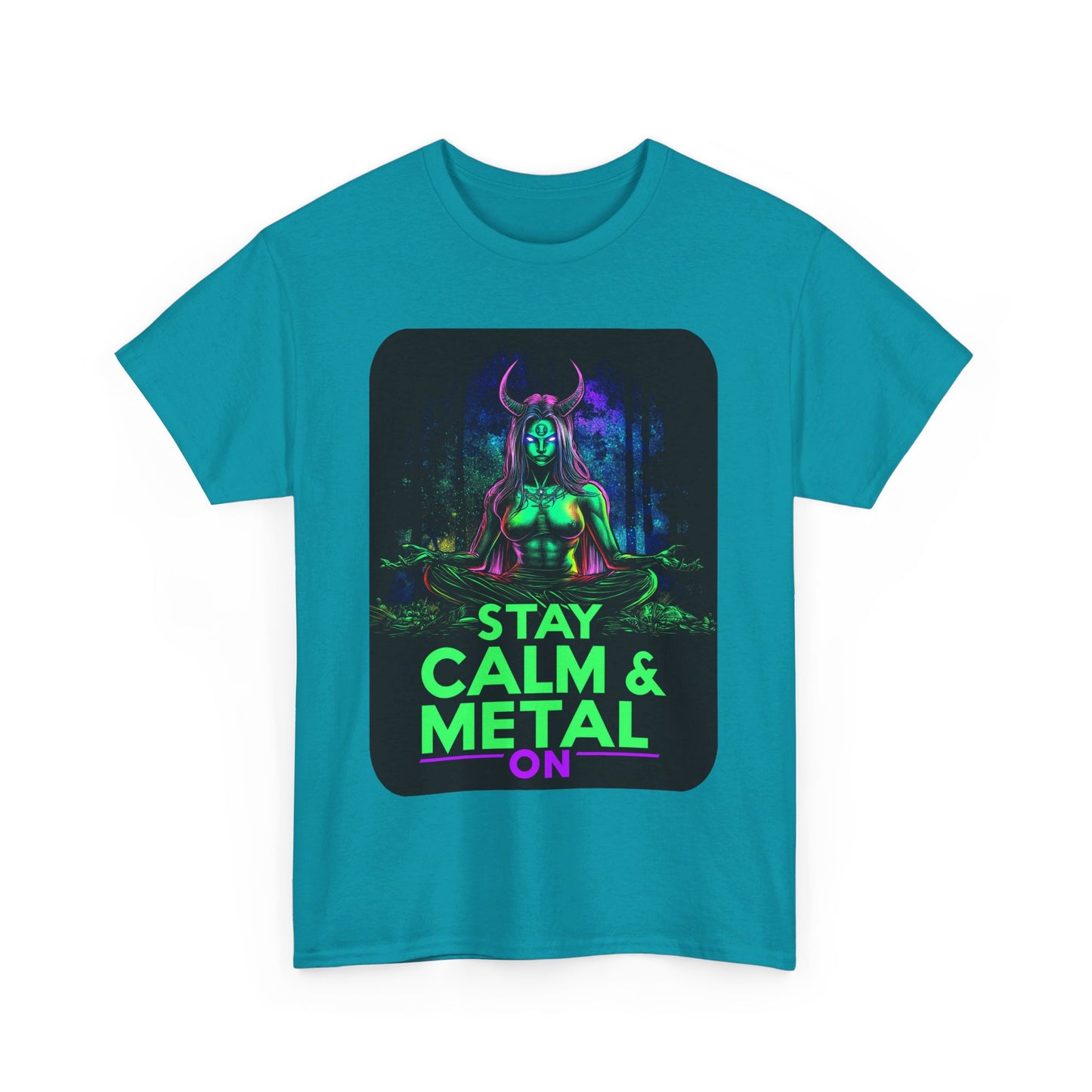 Stay Calm And Metal On Unisex Heavy Cotton Tee