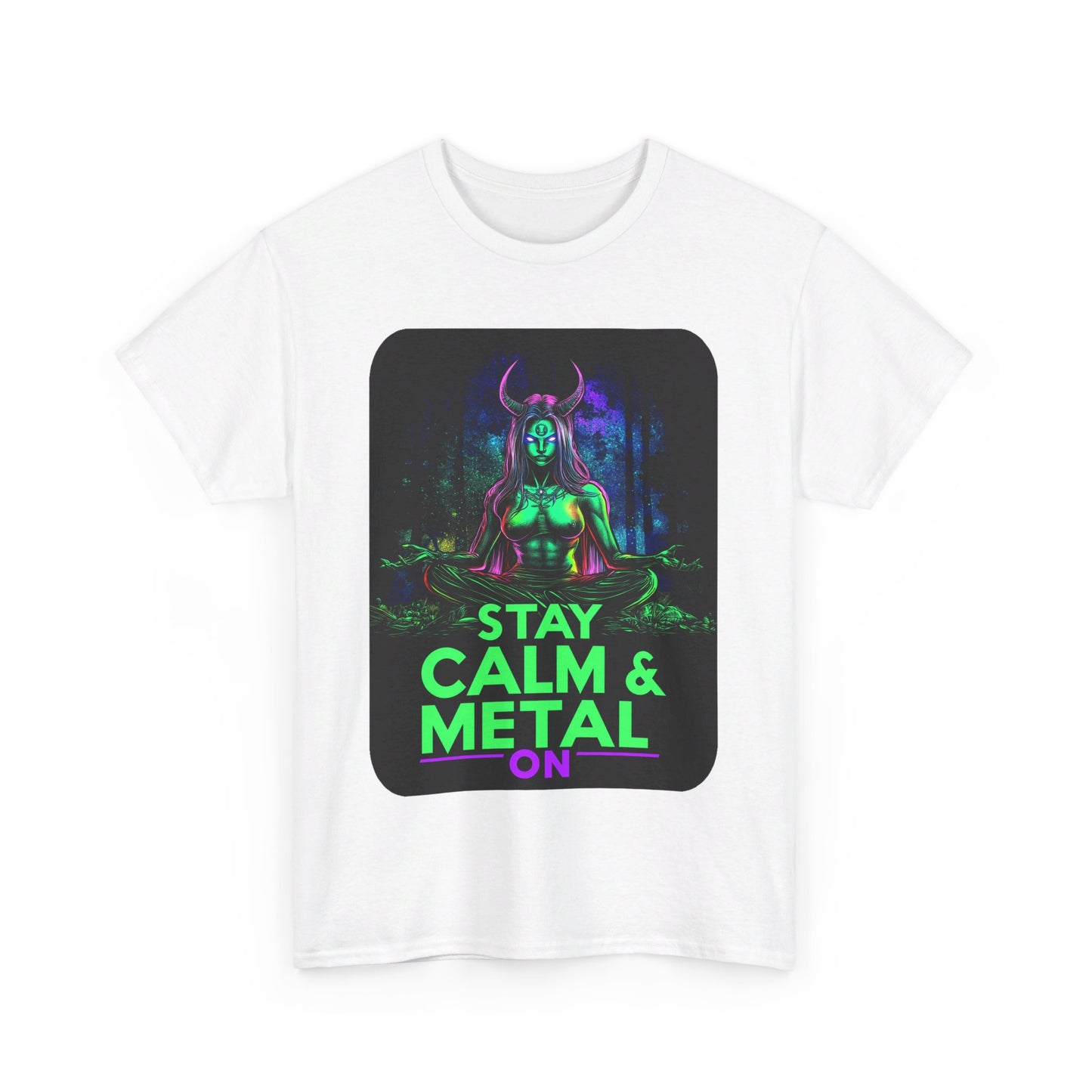 Stay Calm And Metal On Unisex Heavy Cotton Tee