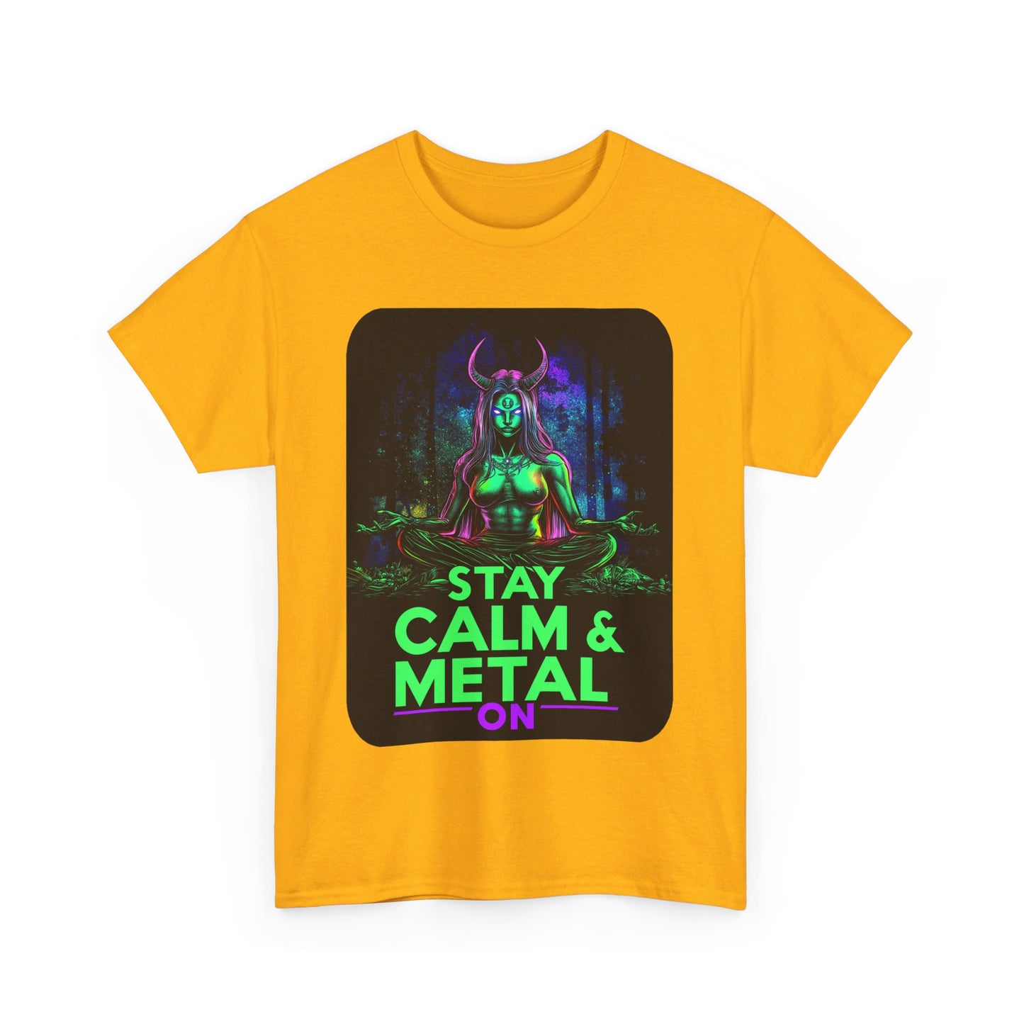 Stay Calm And Metal On Unisex Heavy Cotton Tee