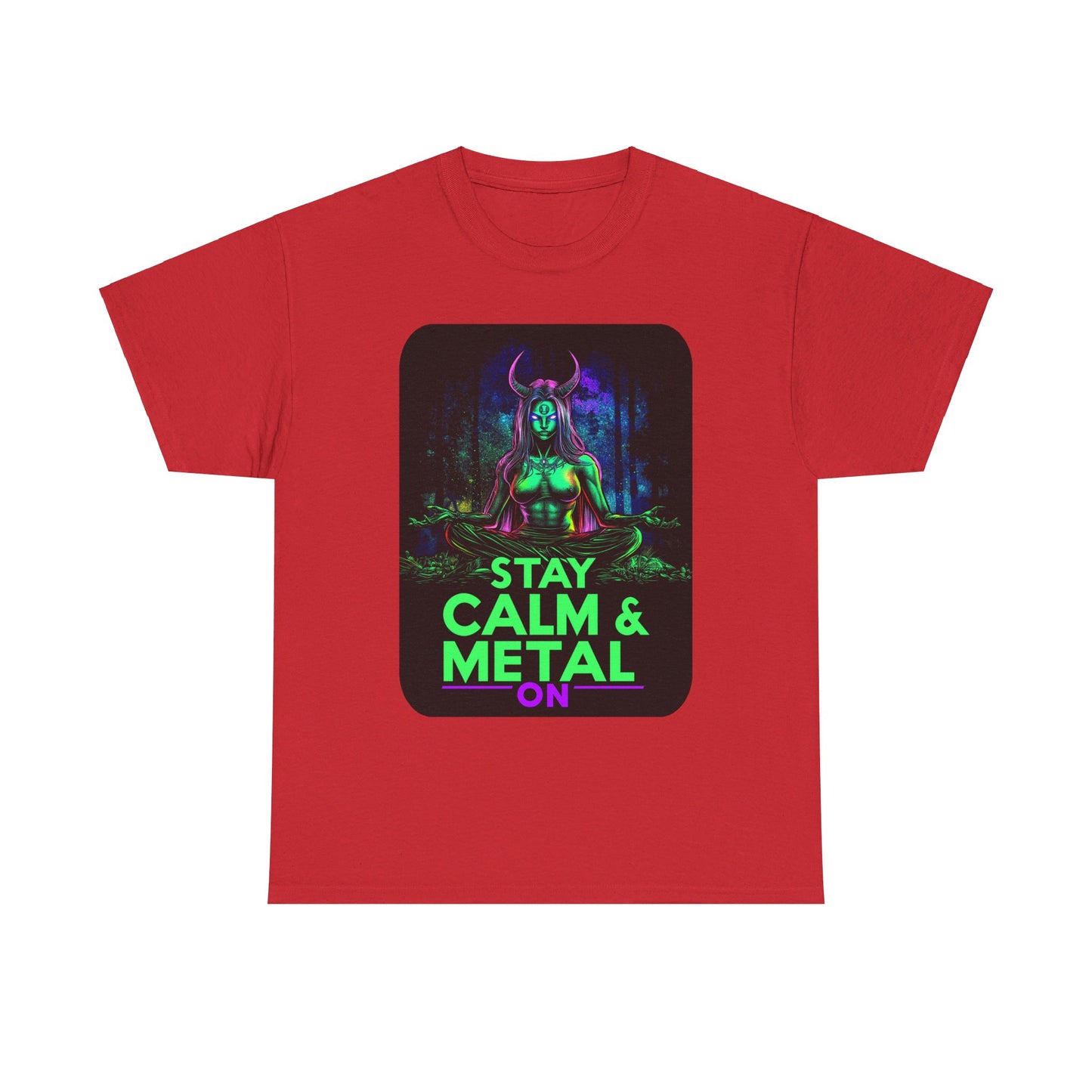 Stay Calm And Metal On Unisex Heavy Cotton Tee
