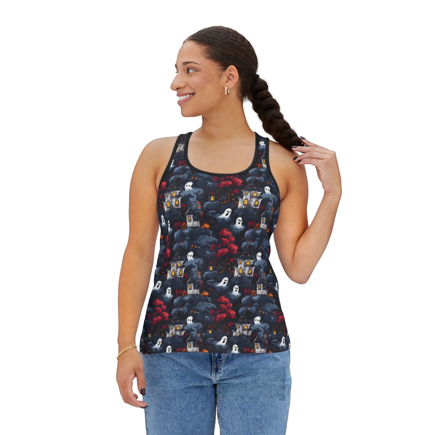 Haunted Houses & Ghosts Pattern Women's Tank Top