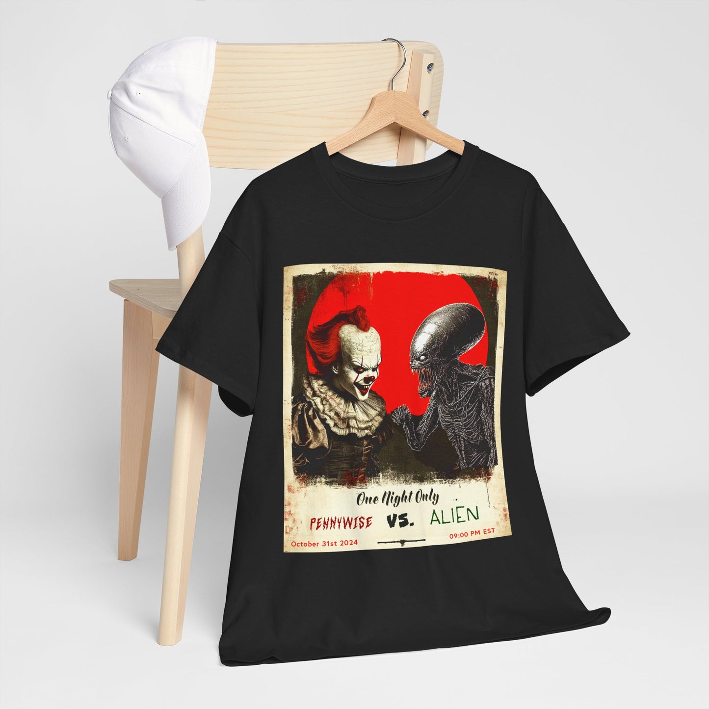 Pennywise Vs Alien 2024 Halloween Unisex Heavy Cotton Tee