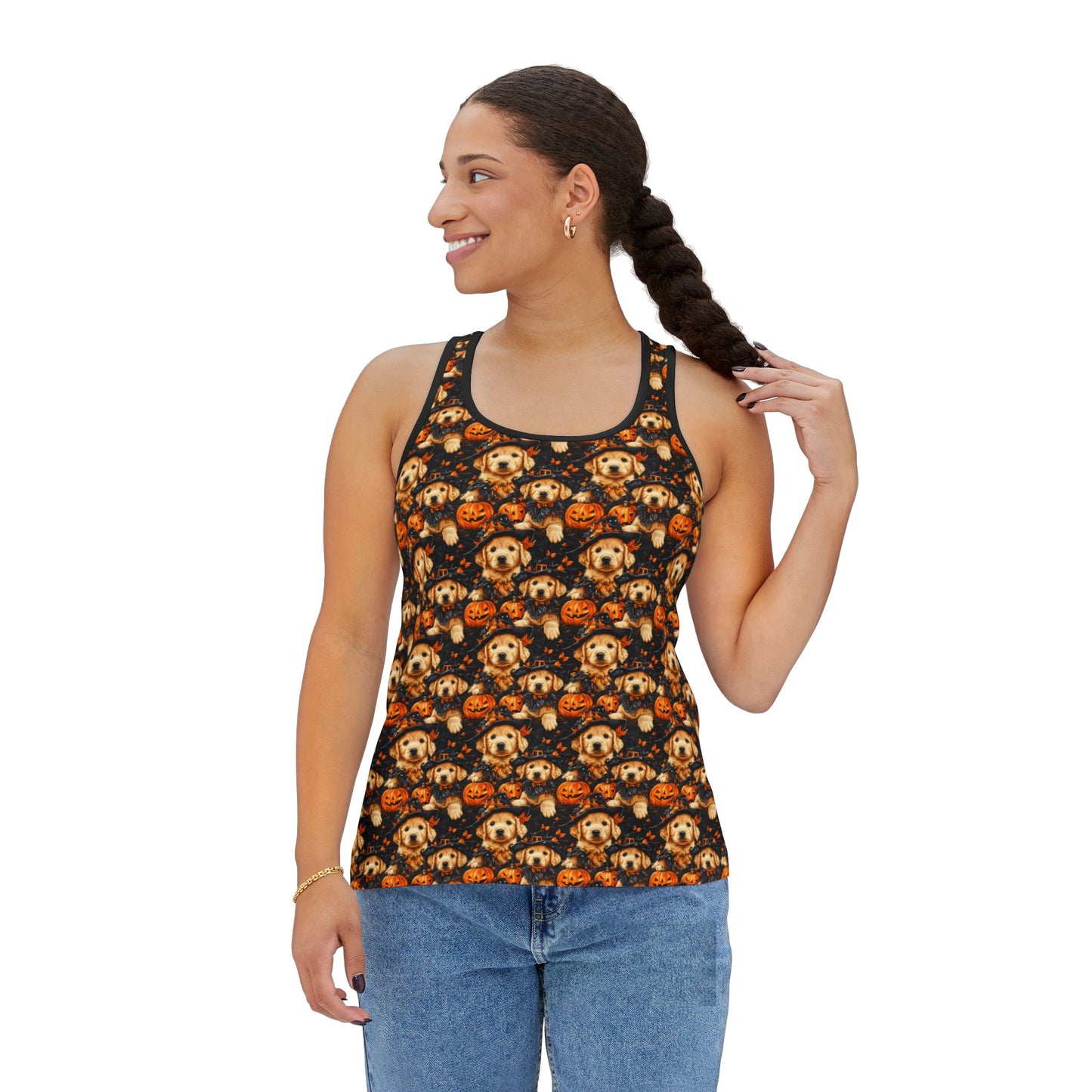 Happy Howl-O-Ween Golden Retriever Women's Tank Top