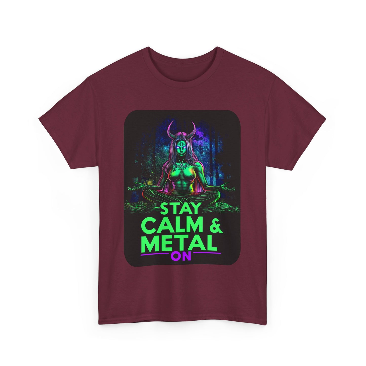 Stay Calm And Metal On Unisex Heavy Cotton Tee