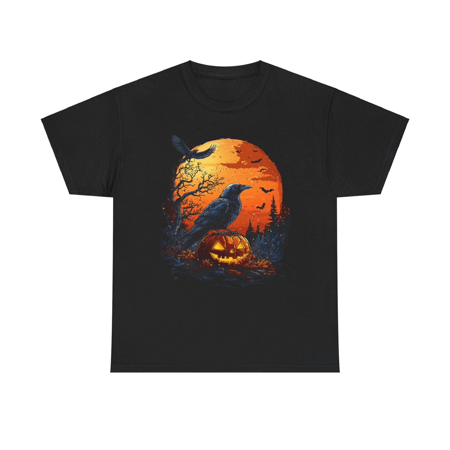 Moonlit Raven Halloween Unisex Heavy Cotton Tee