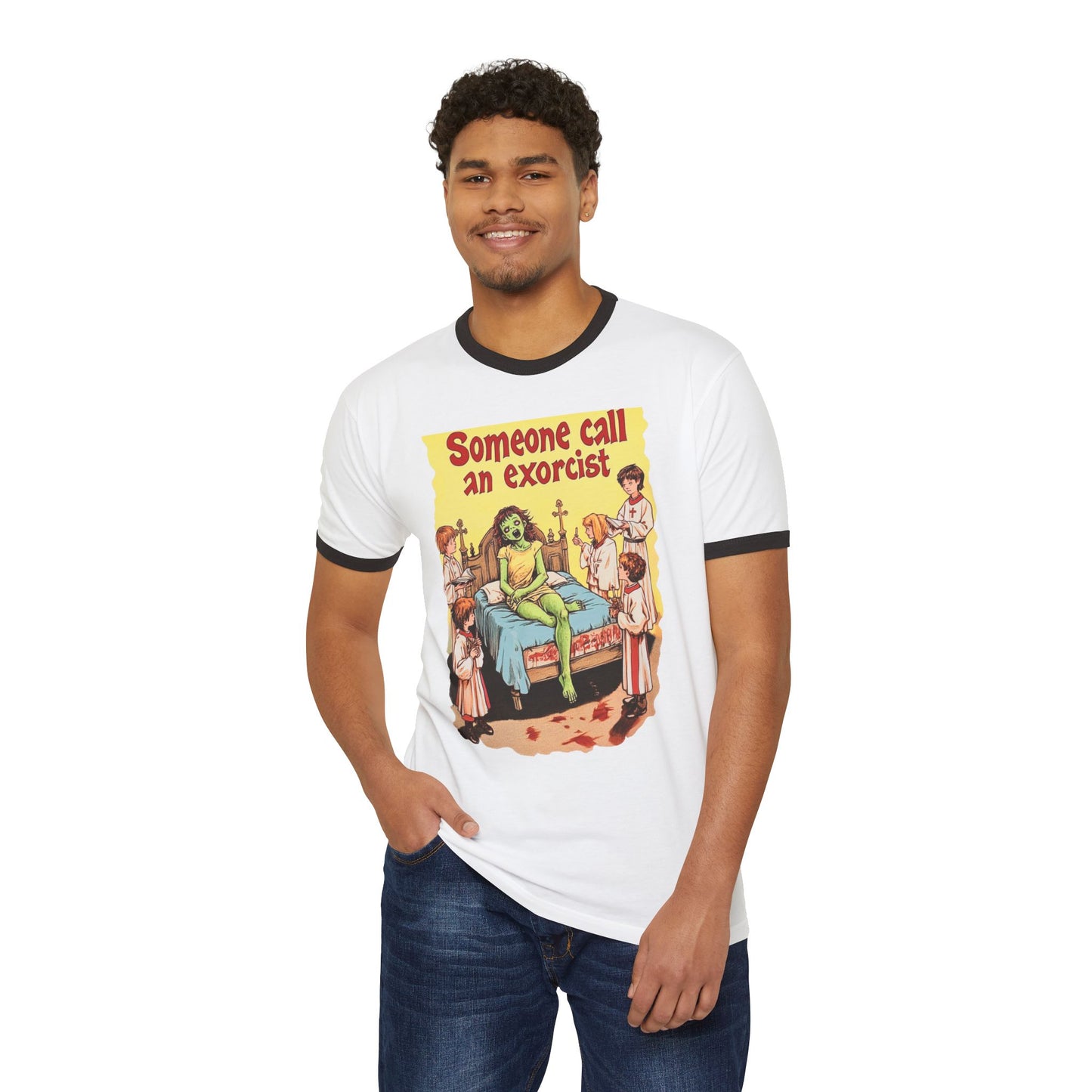 Someone Call An Exorcist Unisex Cotton Ringer T-Shirt