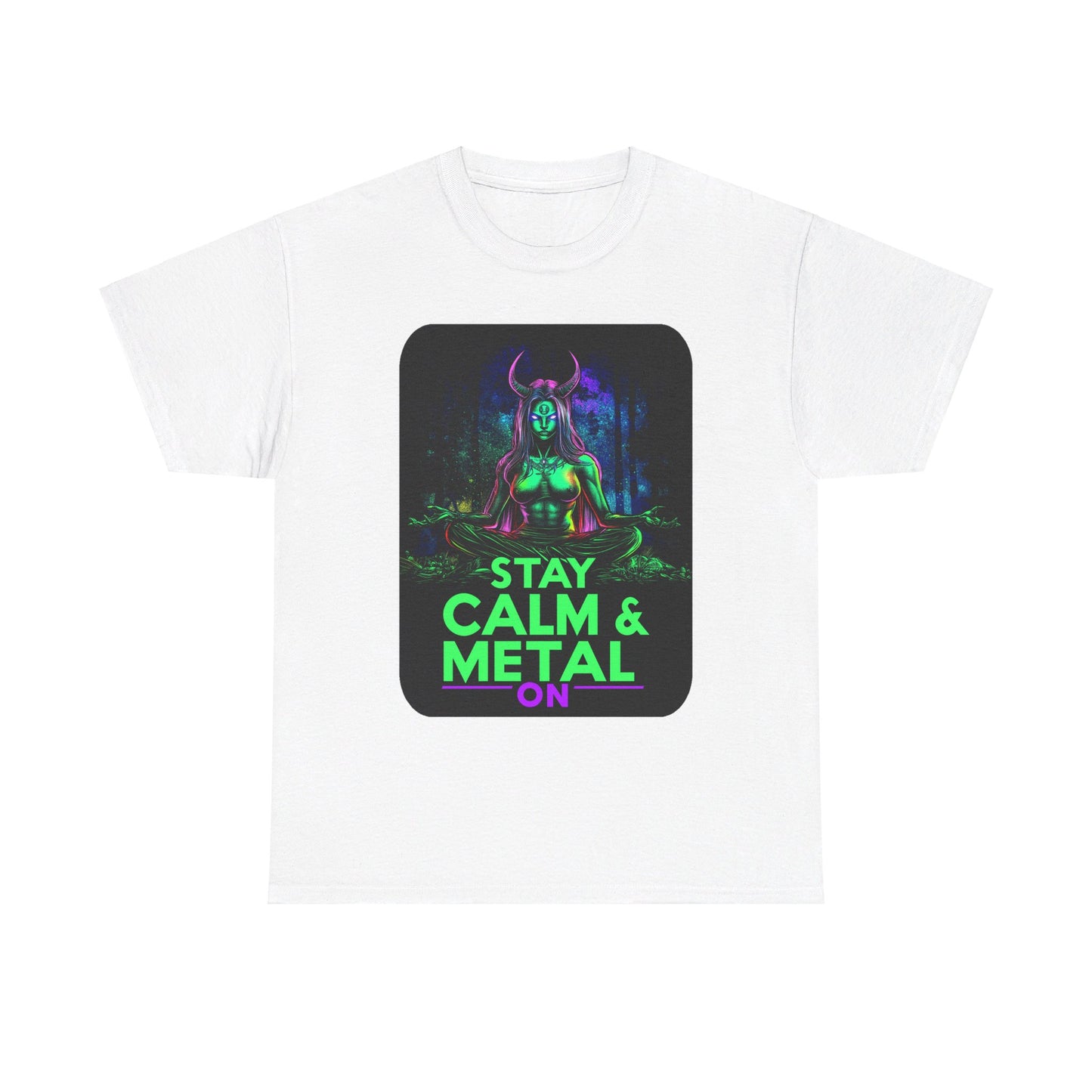 Stay Calm And Metal On Unisex Heavy Cotton Tee