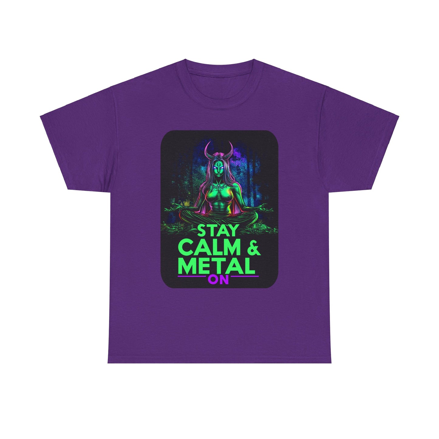 Stay Calm And Metal On Unisex Heavy Cotton Tee