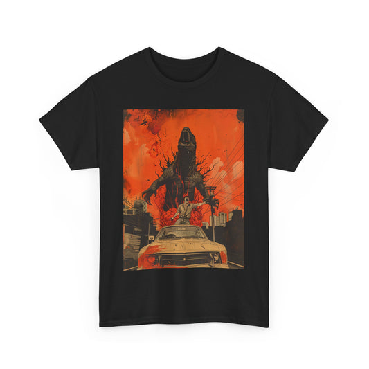 Fityzboyzprintz Kaiju Taxi Attack Basic Unisex Fashion Heavy Cotton Fabric Streetwear Tee Shirt