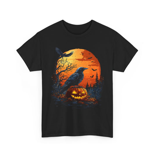 Moonlit Raven Halloween Unisex Heavy Cotton Tee