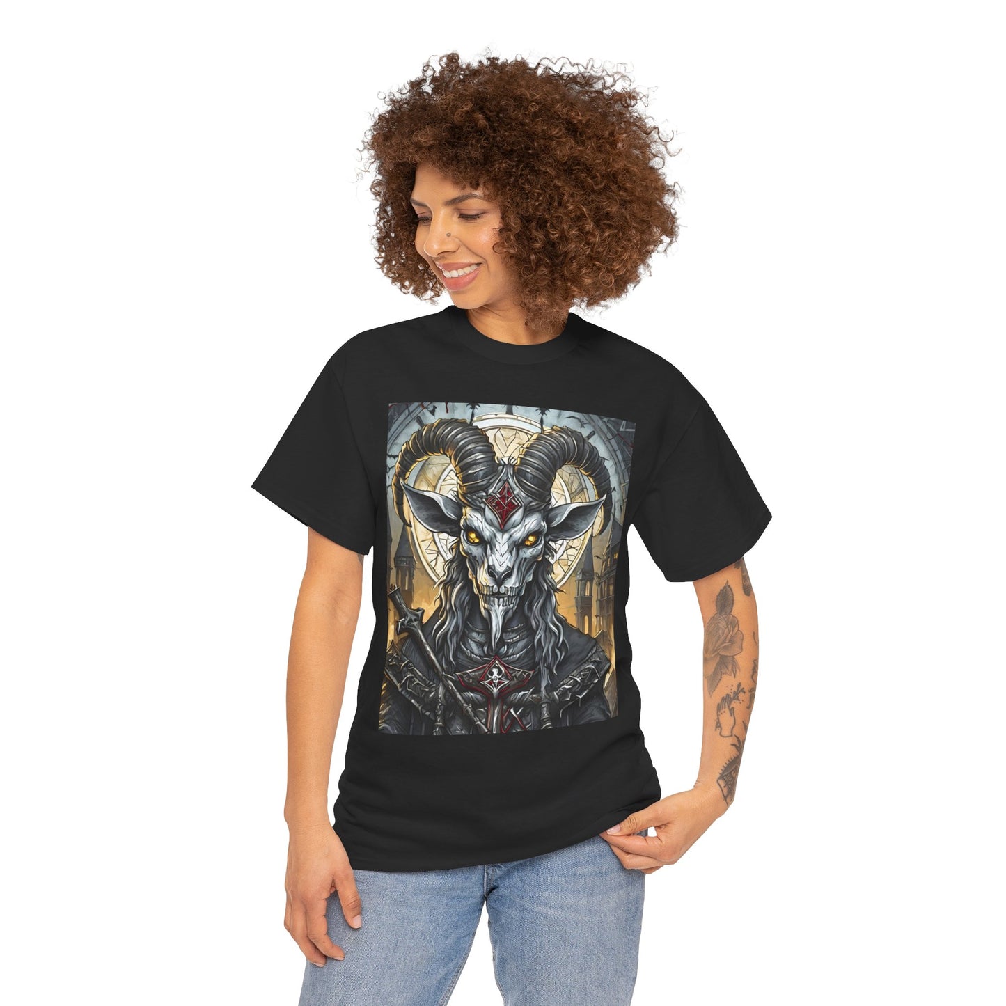FitzBoyzPrintz Baphomet Rises Basic Unisex Fashion Graphic Tee Shirt
