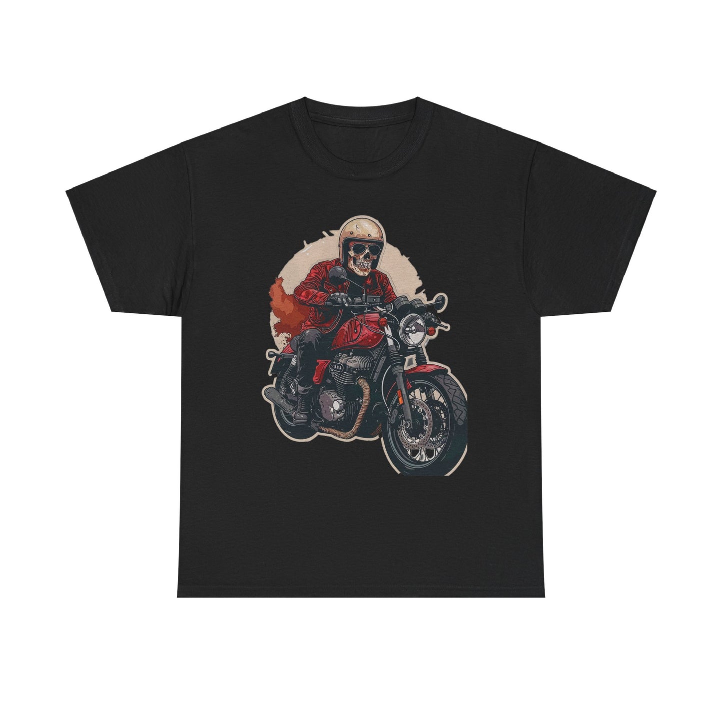 Skeleton on Bike Unisex Heavy Cotton Tee