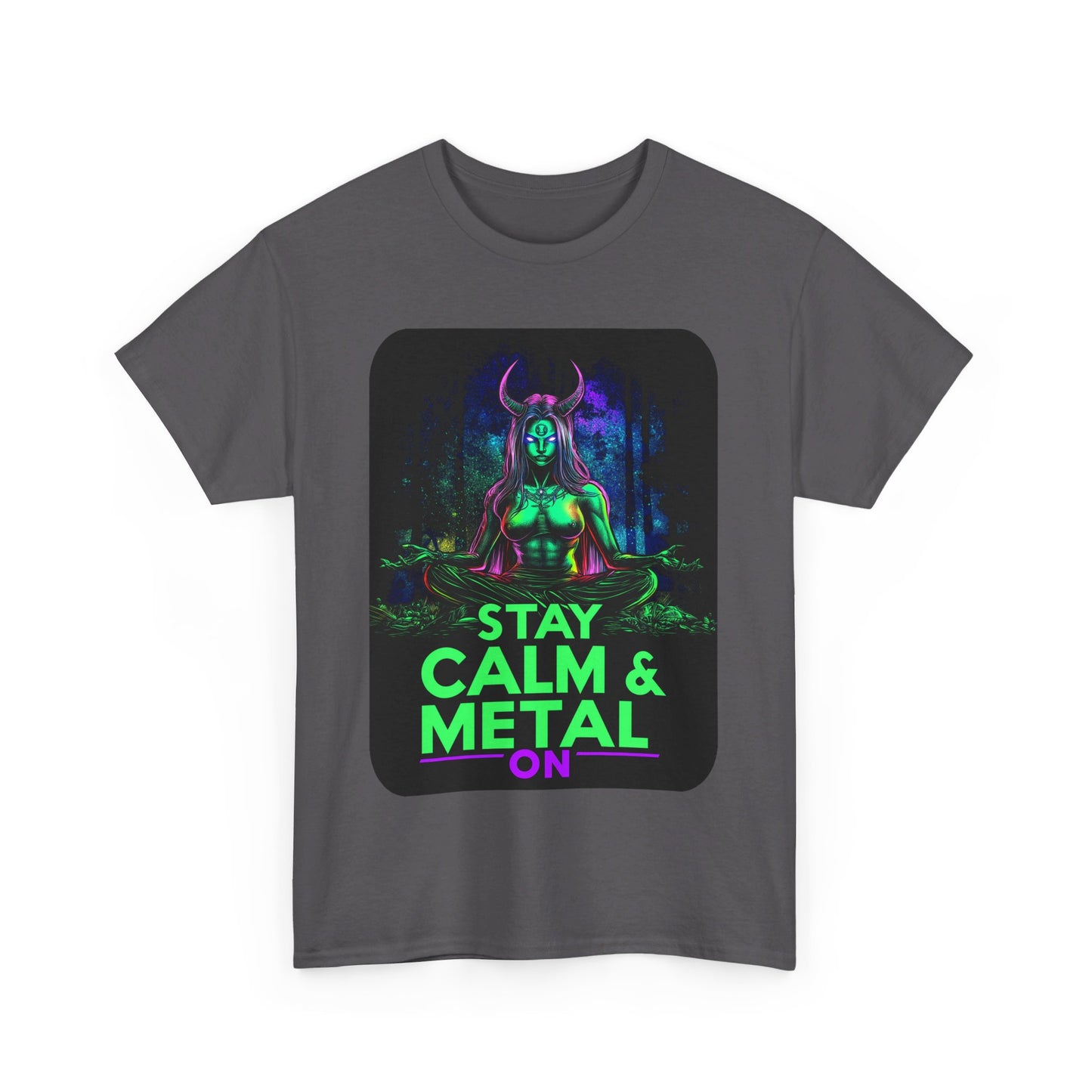 Stay Calm And Metal On Unisex Heavy Cotton Tee