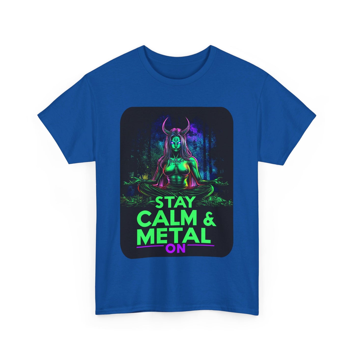 Stay Calm And Metal On Unisex Heavy Cotton Tee