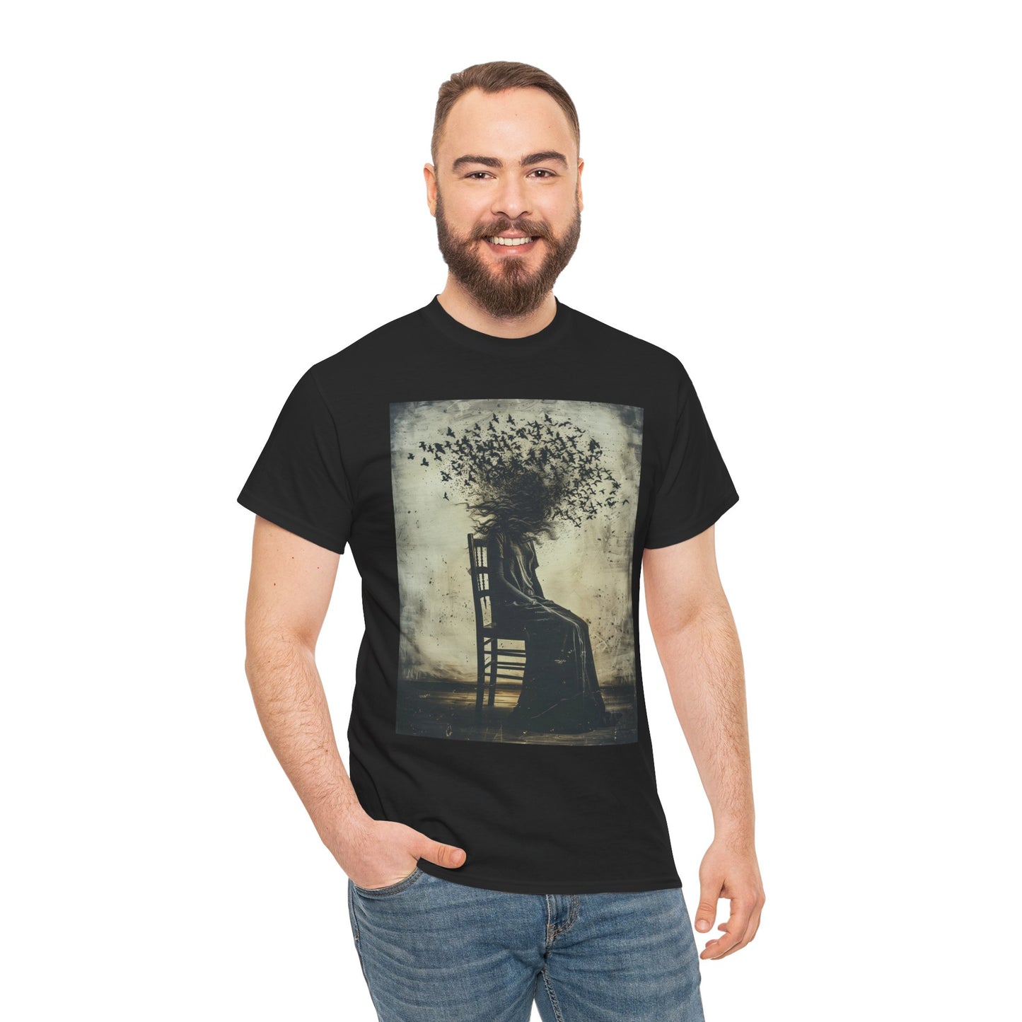 Fitzboyzprintz - Bird Brain Unisex Fashion Heavy Cotton Fabric Graphic Tee Shirt